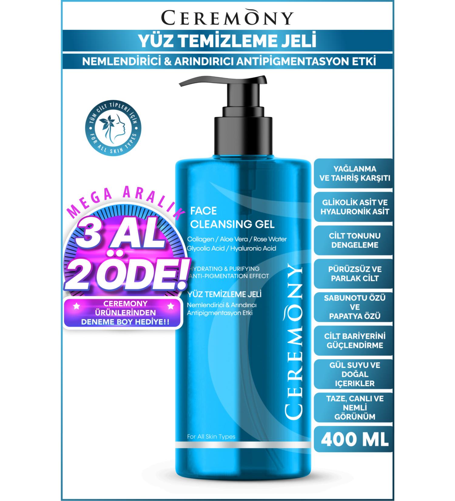 Ceremony Moisturizing & Purifying & Equalizing & Anti-aging Facial Cleansing Gel 400 ml - Buy Online on GoSupps.com