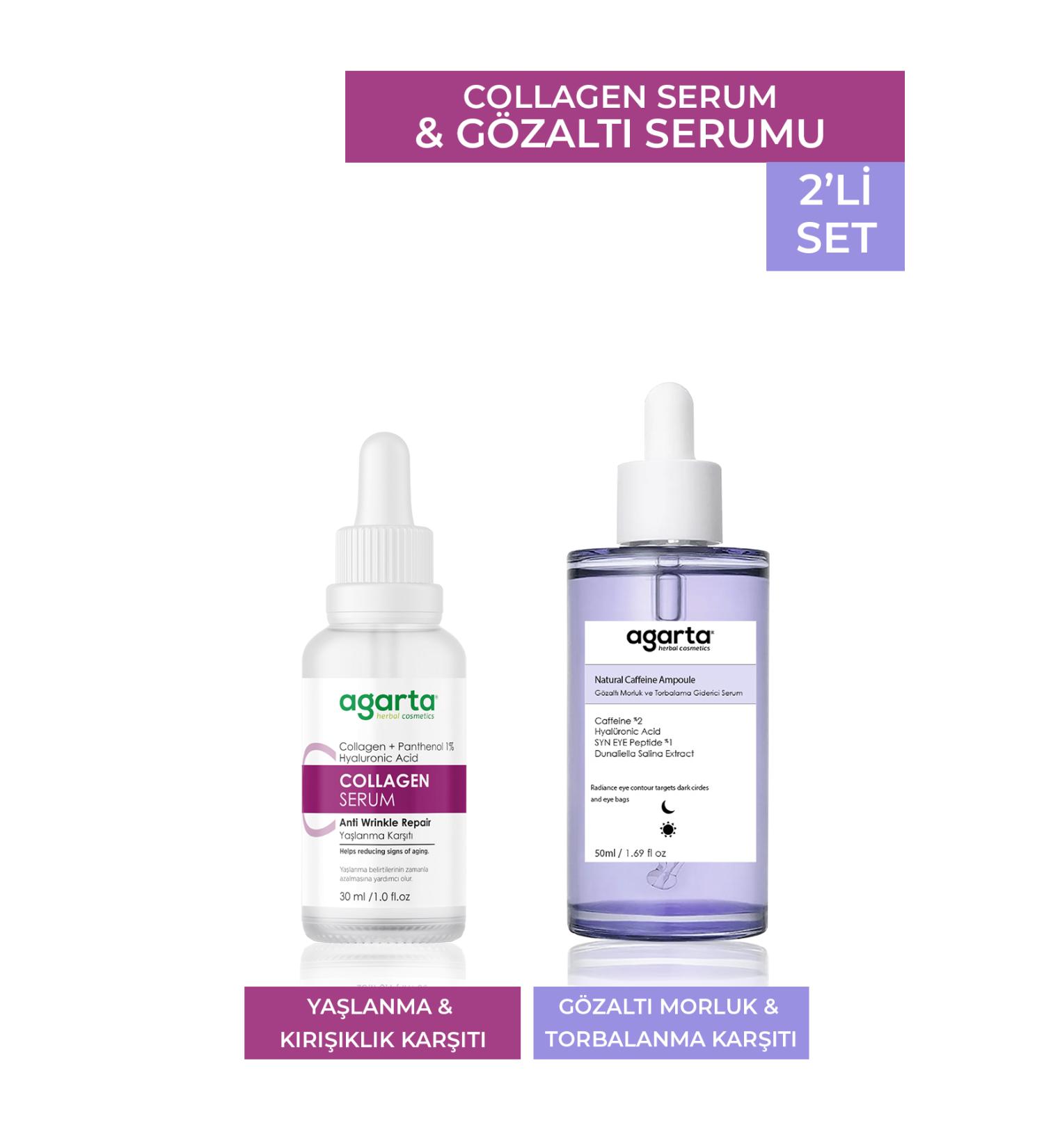 Agarta 2-Pack Collagen Serum 30 Ml & Under Eye Dark Circles Bagging Serum 50 Ml