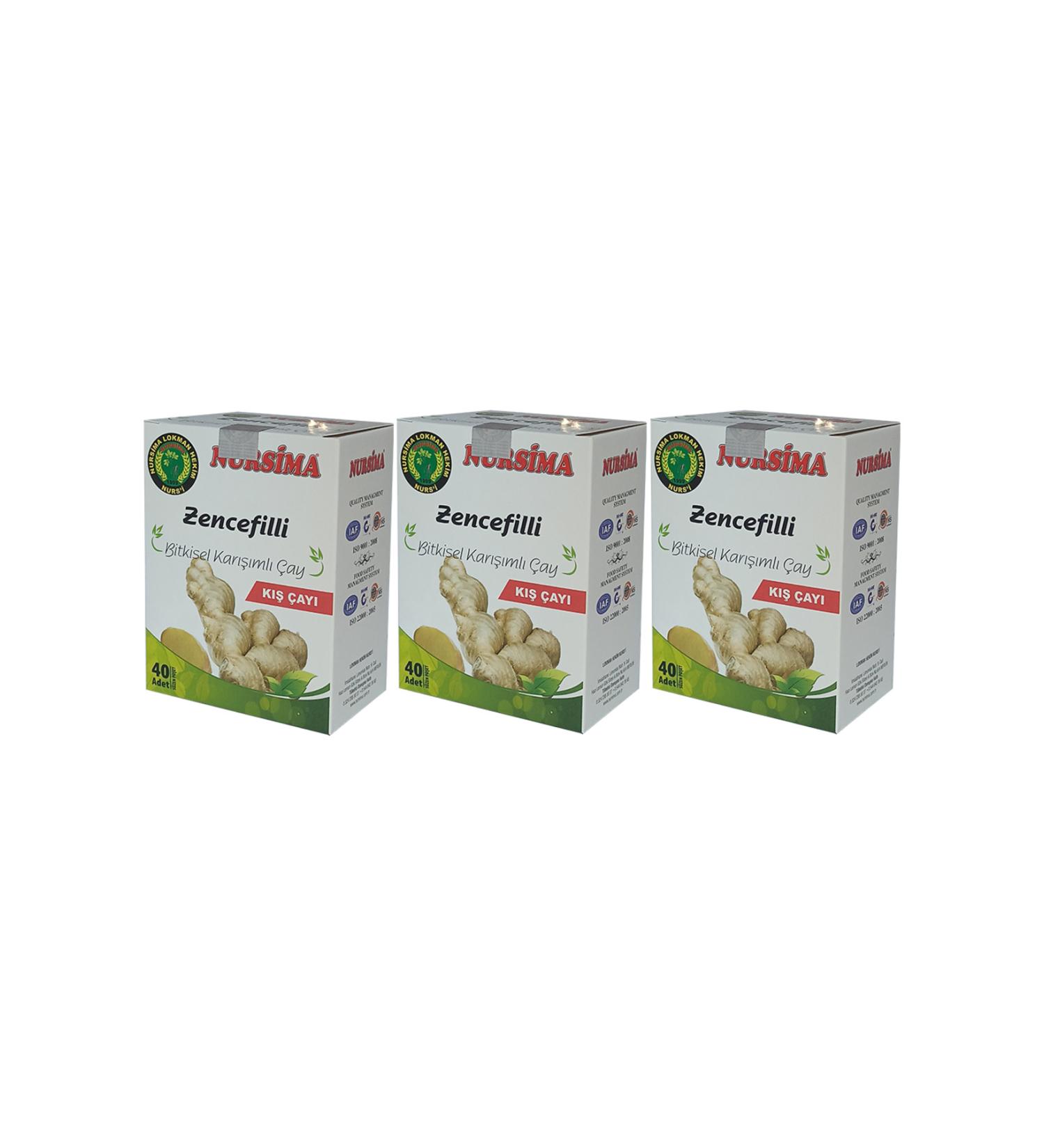 Nursima Ginger Herbal Mixed Tea 40's Filter Bags 3 Boxes