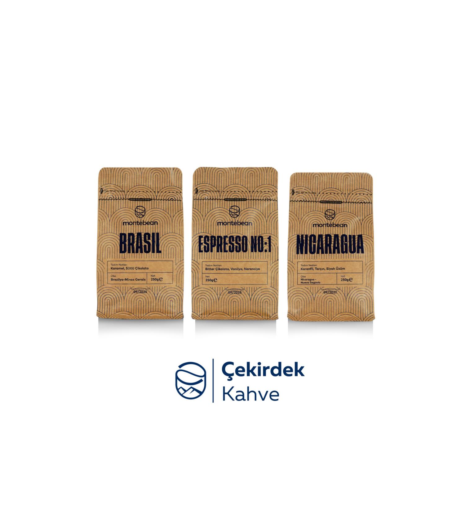 Montebean 3-Piece Coffee Bean Introduction Package / Brazil - Espresso No:1 - Nicaragua