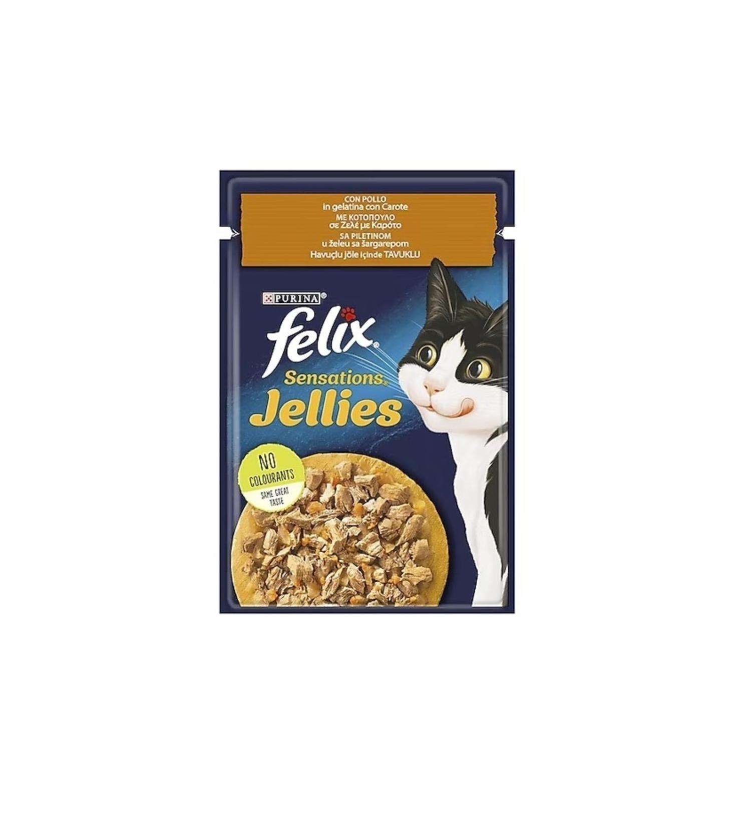 teknotrust Felix Sensation Chicken Carrot Gel Pouch Cat Canned Food 85 gr - 13 Pieces