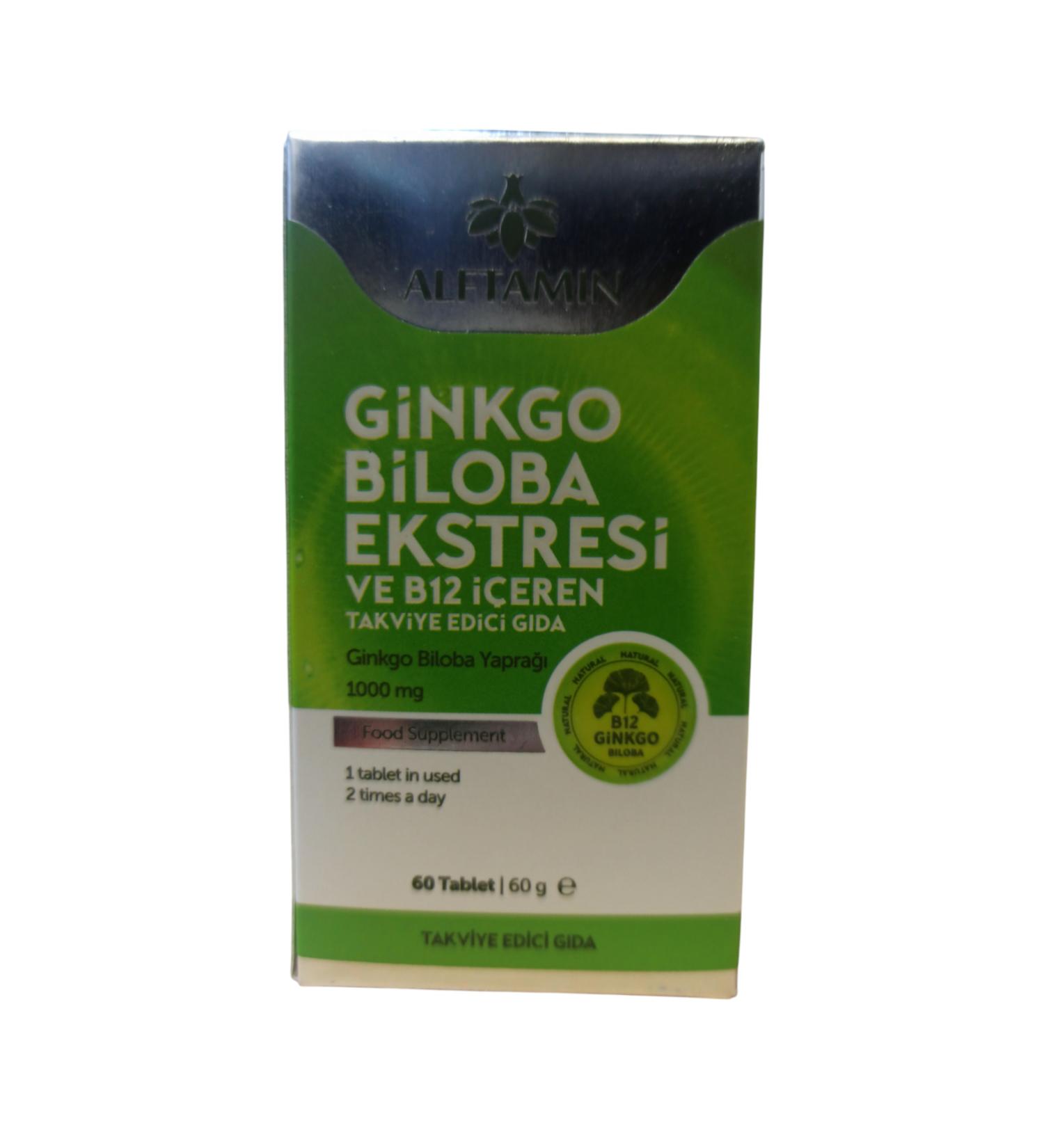 ALPHATAMINE GINGO BILOBIA EXTRACT AND B12 CONTAINING 1000 MG/60 TABLETS