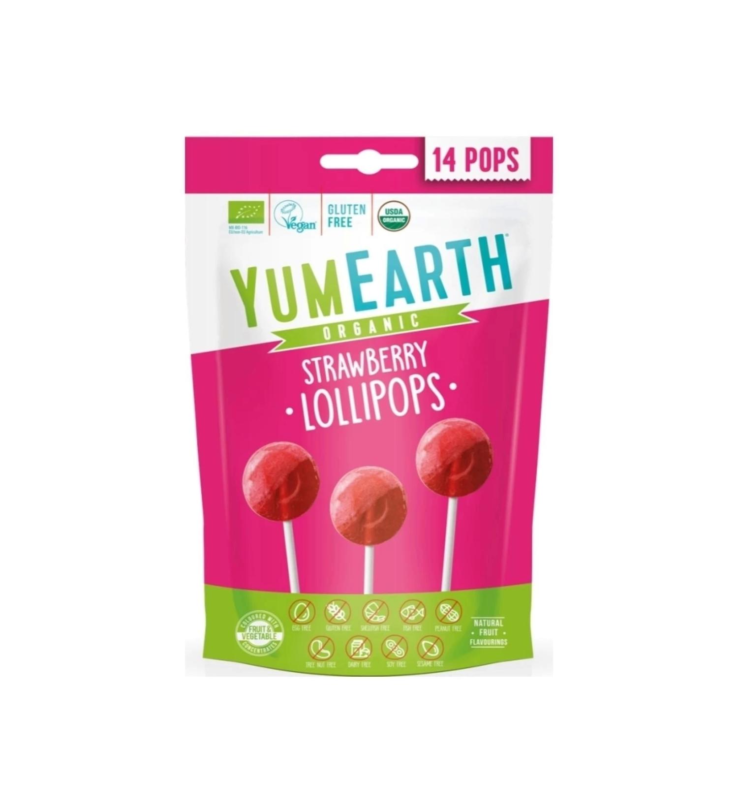 YumEarth Organic Gluten Free Stawberry Lollipop 14 Pops 87 gr