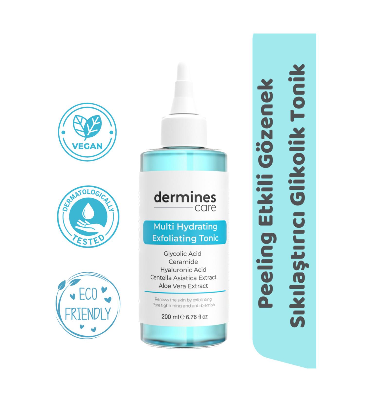 Dermines Peeling Effective Pore Tightening and Revitalizing Brightening Glycolic Acid Facial Care Toner - Buy Online on GoSupps.com