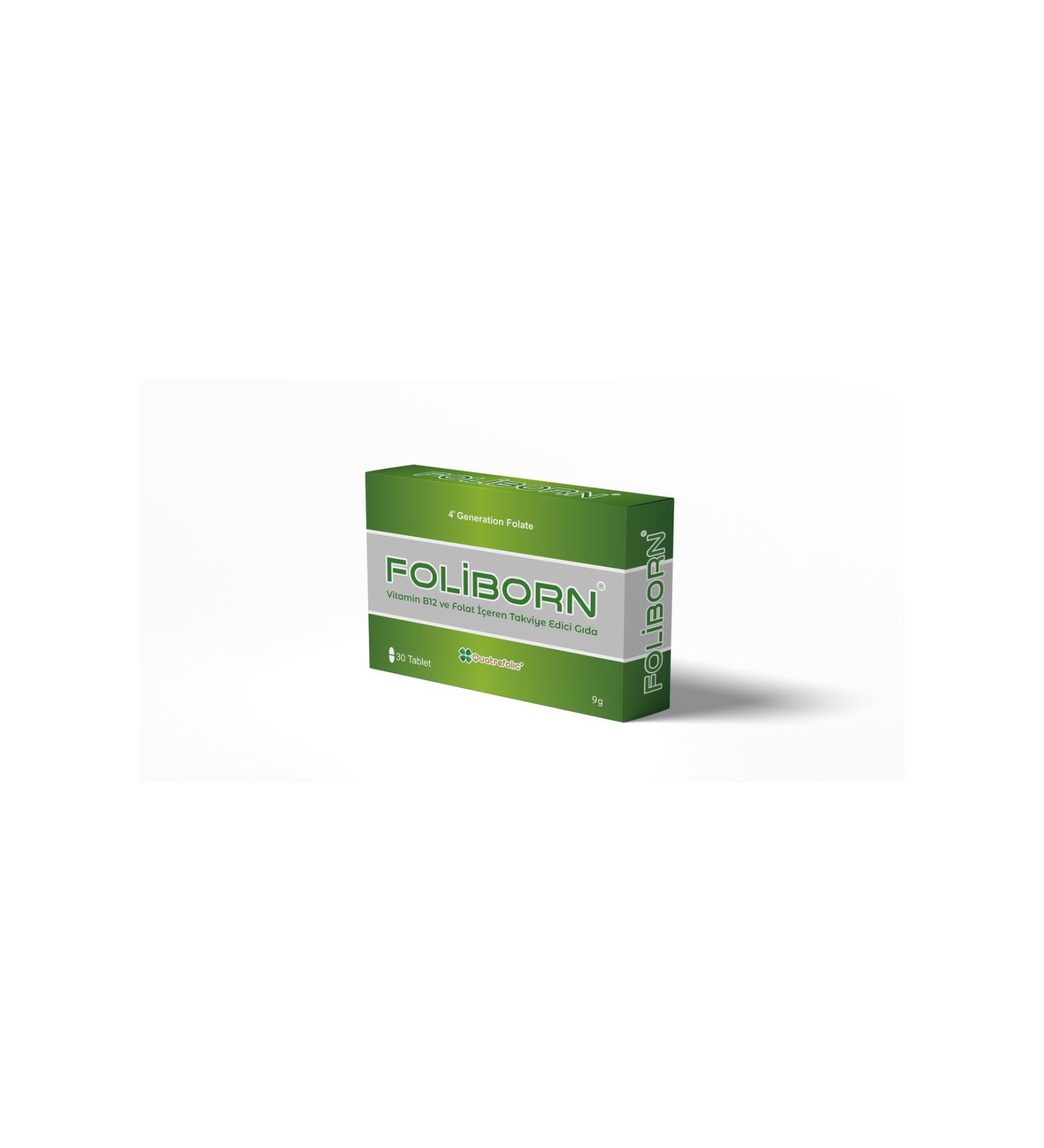 FOL BORN Quatrefolic Folate 400 Mcg (4th generation) & Vitamin B 12 10 Mcg (methylcobalamin) 30 Tablets - Buy Online on GoSupps.com
