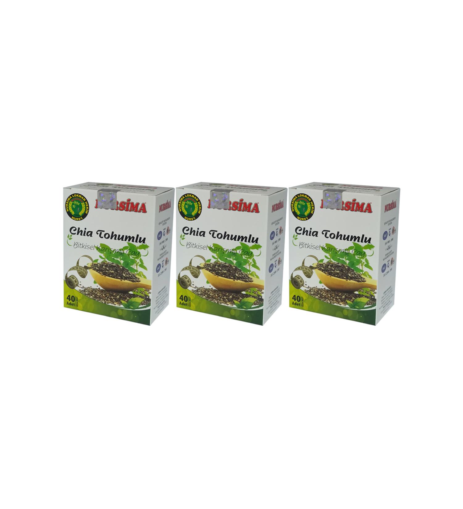 Nursima Chia Seed Herbal Mix Tea 40's Filter Bags 3 Boxes