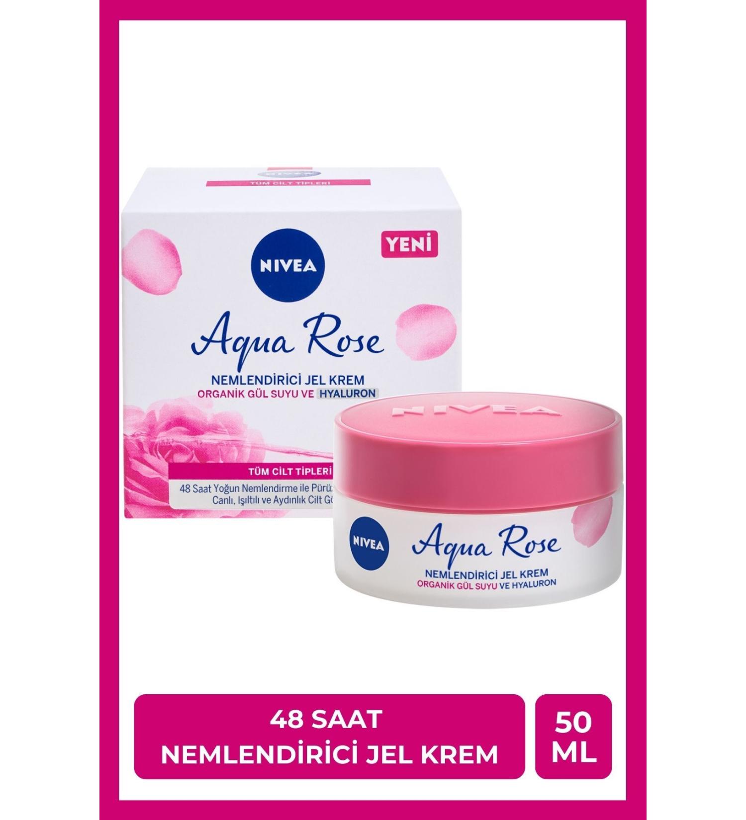 NIVEA Aqua Rose Organic Rose Water Moisturizing Gel Cream 50ml 48 Hour Intense Moisture Luminous Skin - Buy Online on GoSupps.com