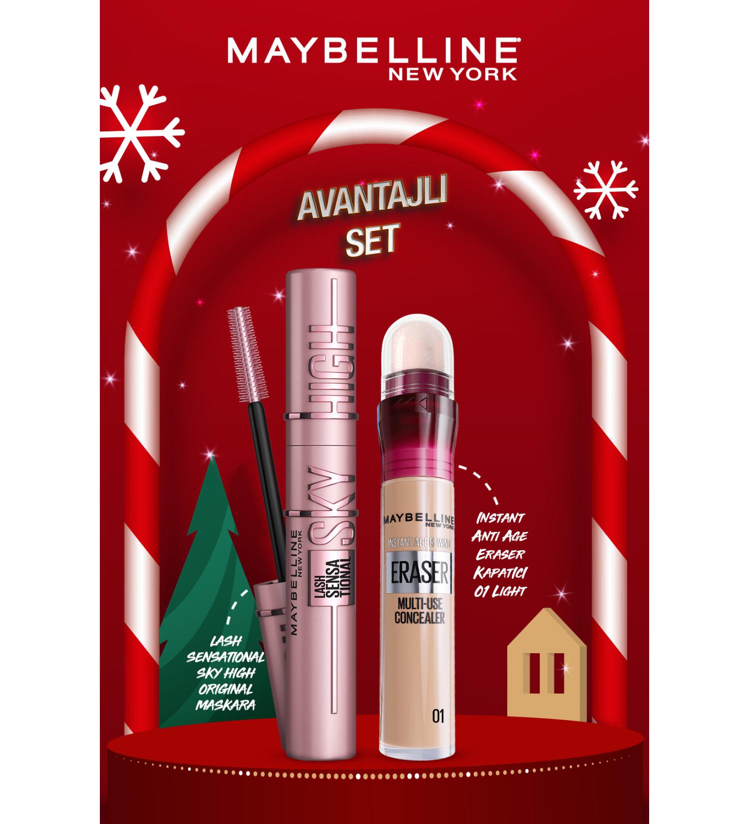 Maybelline New York Lash Sensational Sky High Mascara & Instant Anti Age Eraser Concealer - 01 Light - Buy Online on GoSupps.com