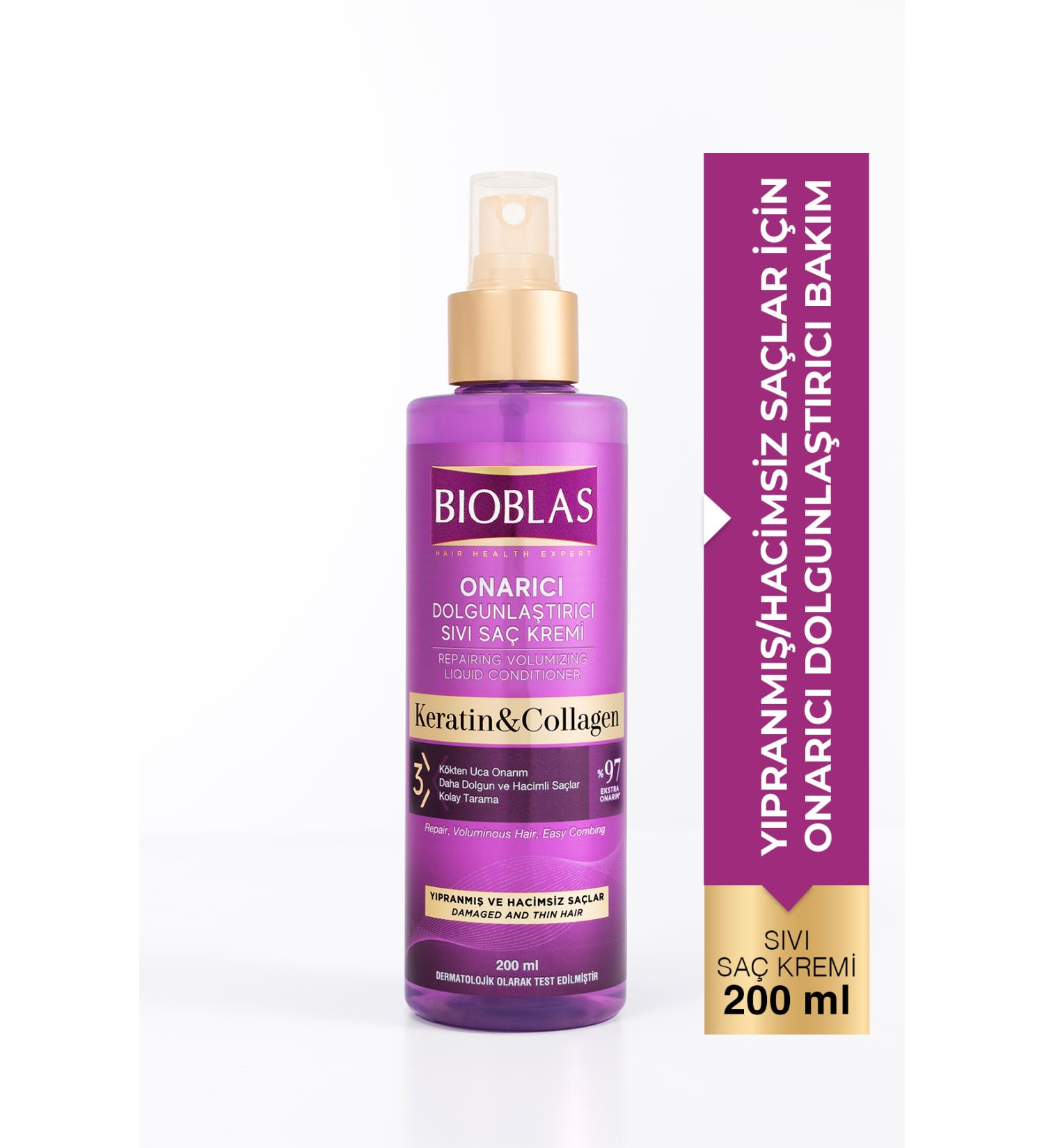 Bioblas Liquid Hair Conditioner Collagen Keratin 200 ml - Anti-Loss Volume & Plump - Buy Online on GoSupps.com