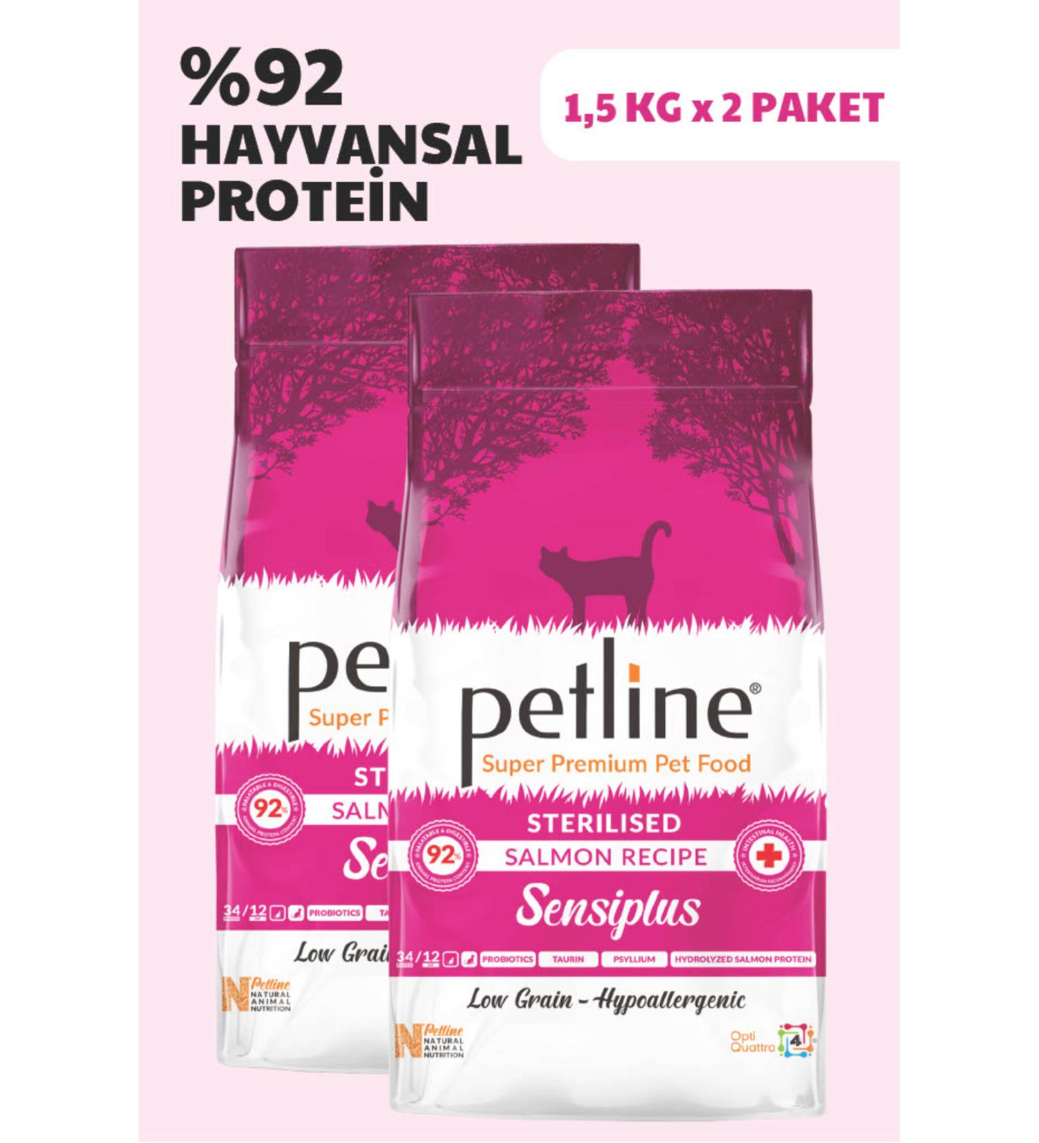 Petline Sterilized Salmon Adult Cat Food 3kg (2 X 1.5KG) - Sensiplus - Buy Online on GoSupps.com