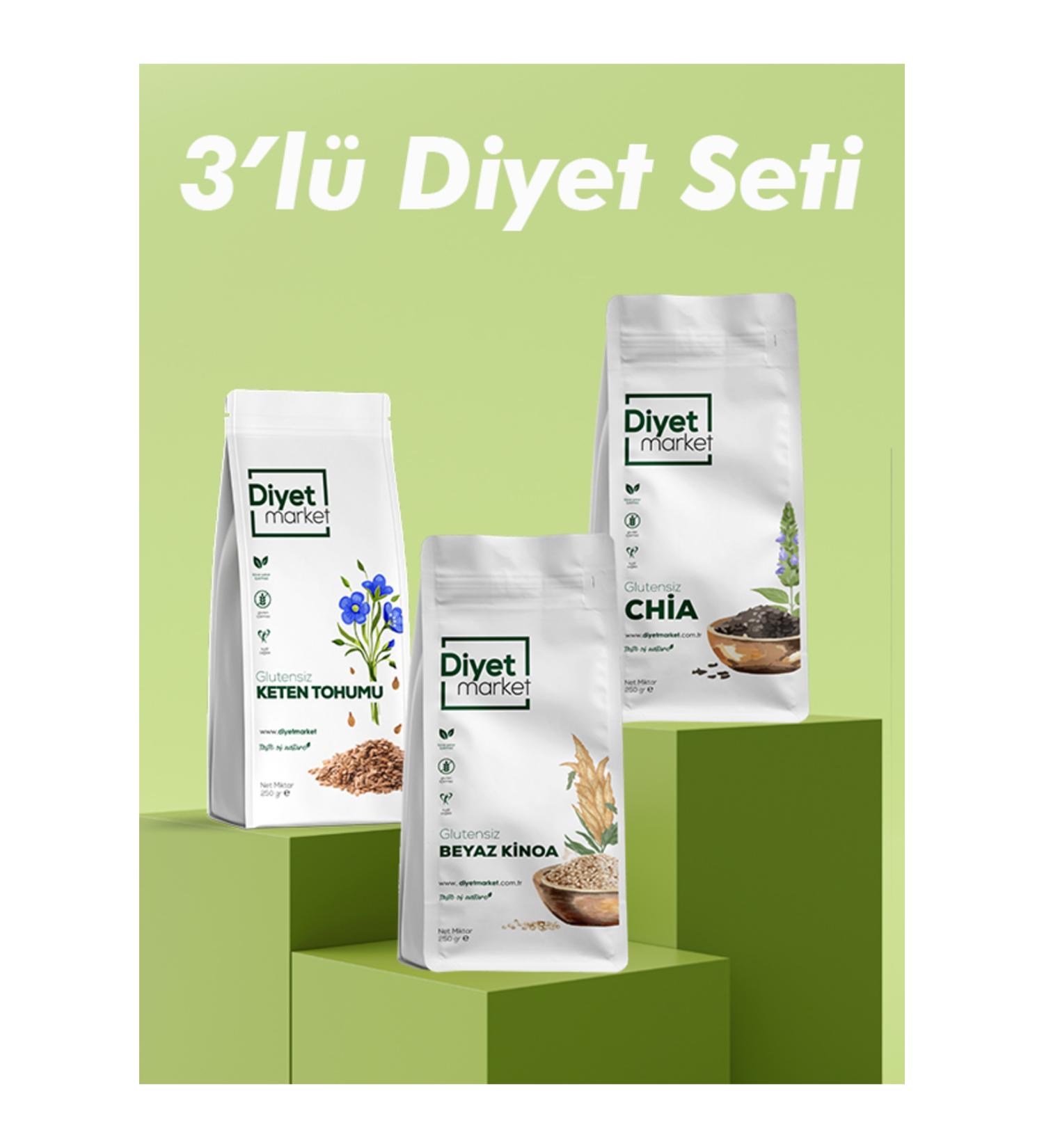 D YET MARKET Diet set 250 gr chia seeds 250 gr quinoa 250 gr flax seeds