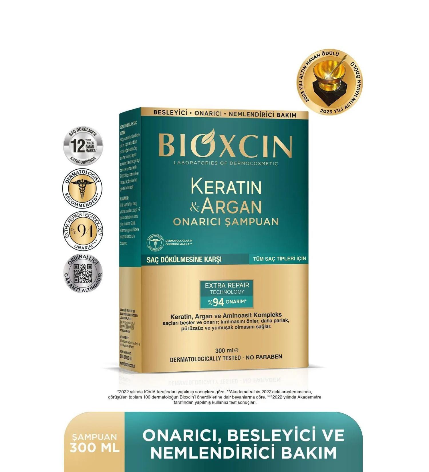 Bioxcin Keratin & Argan Repair Shampoo 300 ml - Damaged and Damaged Hair 3 Pack - Buy Online on GoSupps.com