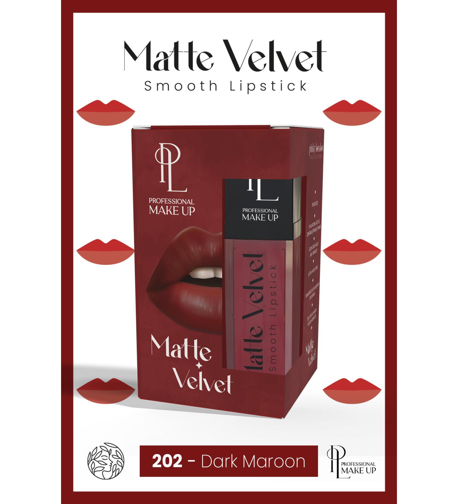 Pinky London Matte Velvet Lipstick - 202 Dark Maroon - Buy Online on GoSupps.com