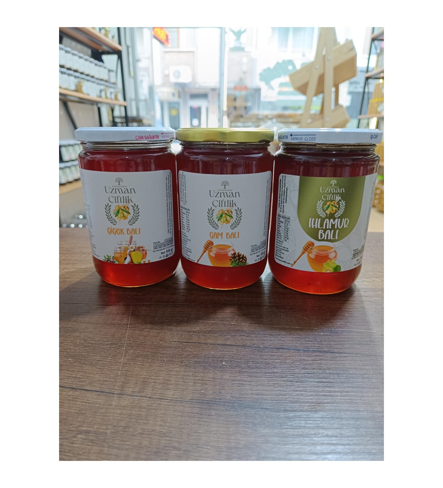 Expert Farm Pine Honey - Flower Honey - Linden Honey (850 gr x 3)