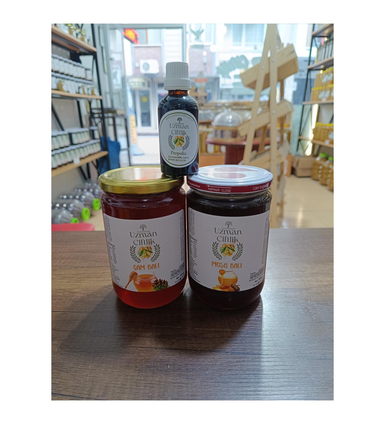 Expert Farm Pine Honey (850 gr) - Oak Honey (850 gr) - Propolis (50 ml)