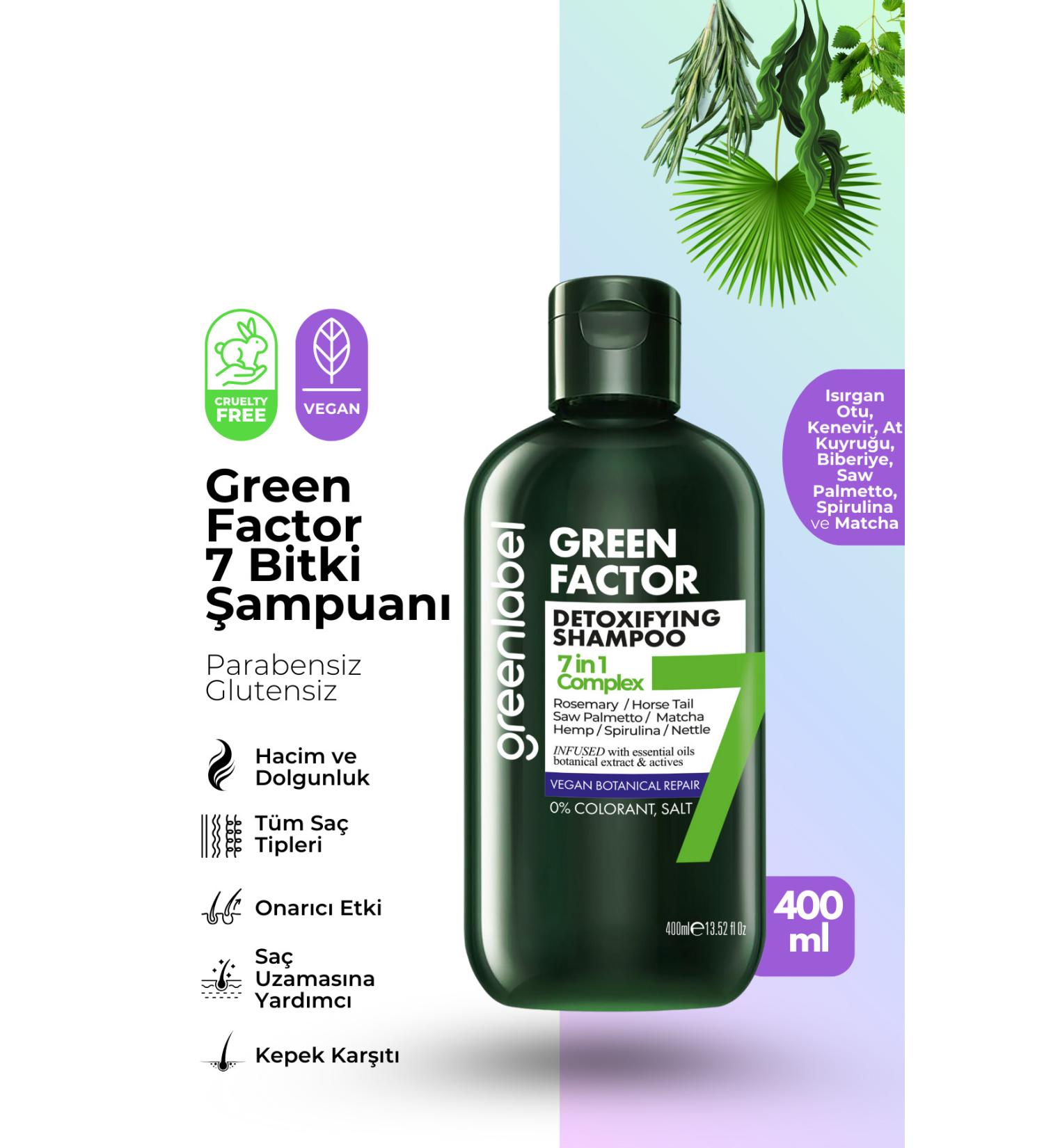 Green Label Green Factor 7 Herb Vegan Paraben-Free Gluten-Free Intensive Care Shampoo with Rosemary Water - Buy Online on GoSupps.com