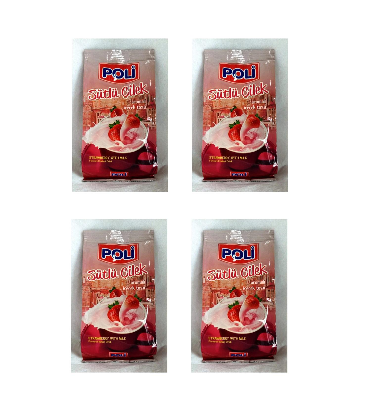 Poly Powder Drink Milk Strawberry 250 Gr X 4 Pieces