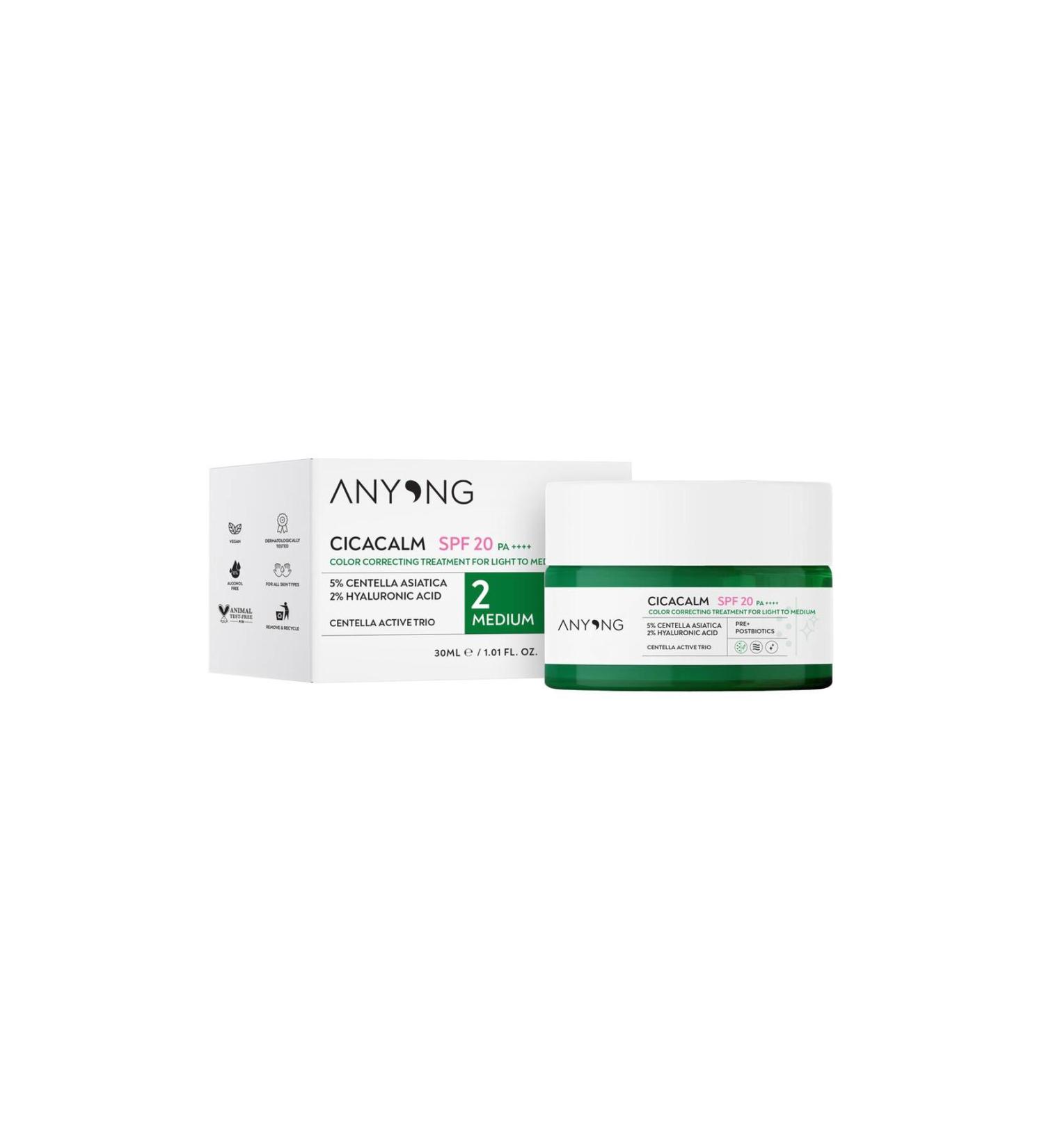 Anyong Cica Tiger Grass Tone Equalizing & Anti-Redness Cream Medium 20 Spf 30 ml Medium Skin Tones