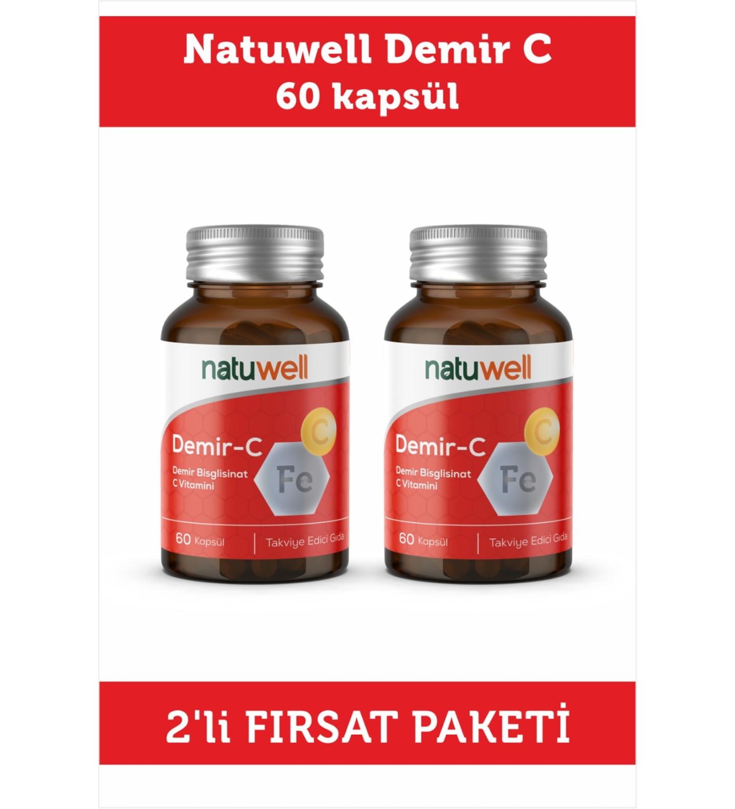 Natuwell Demir-c (IRON BISGLUCINATE VITAMIN C) 60 Capsules 2-Pack Opportunity