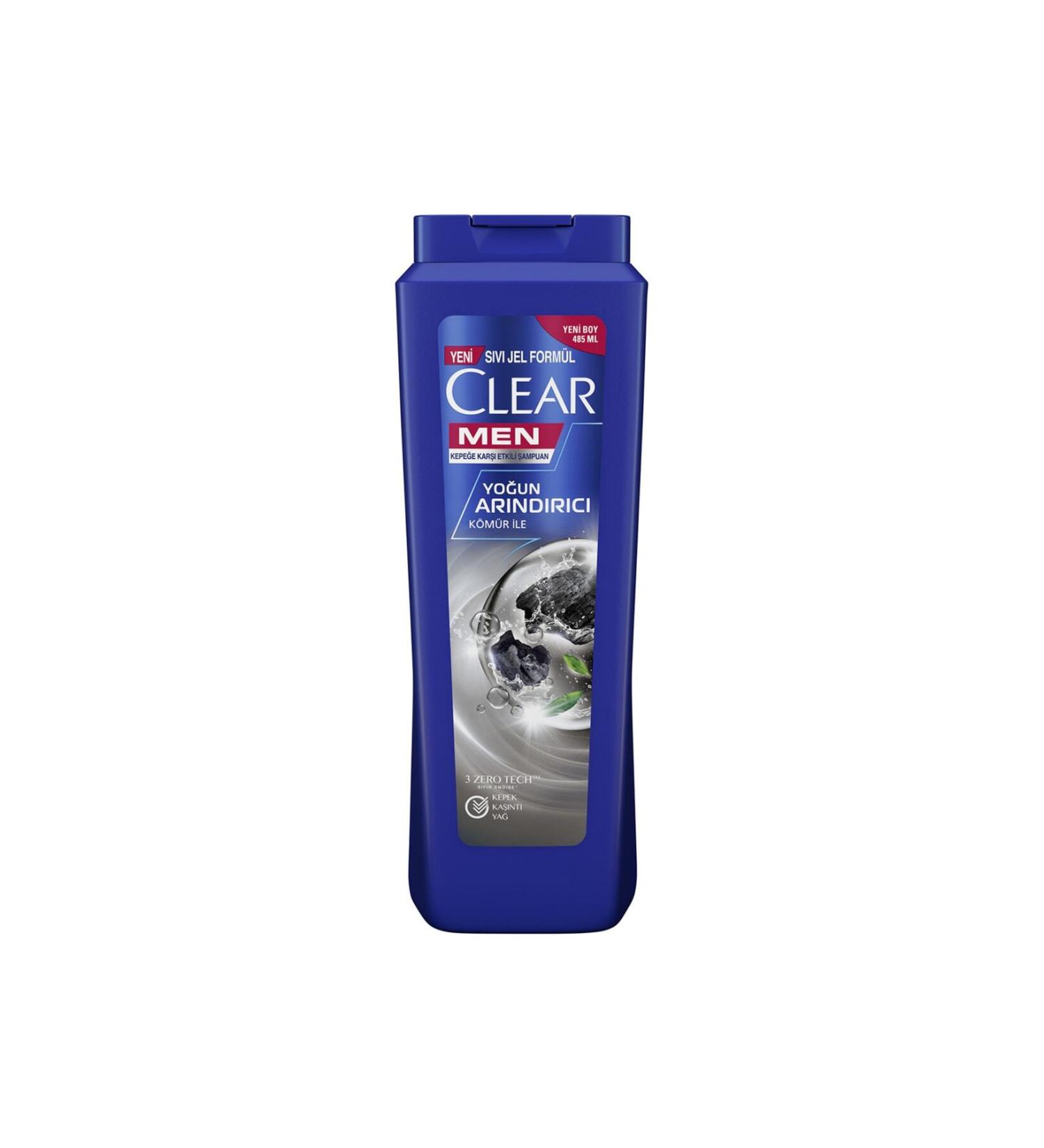 enes ticaret Clear Men Shampoo 485ml X 4 Pieces Charcoal-Intensive Purifying