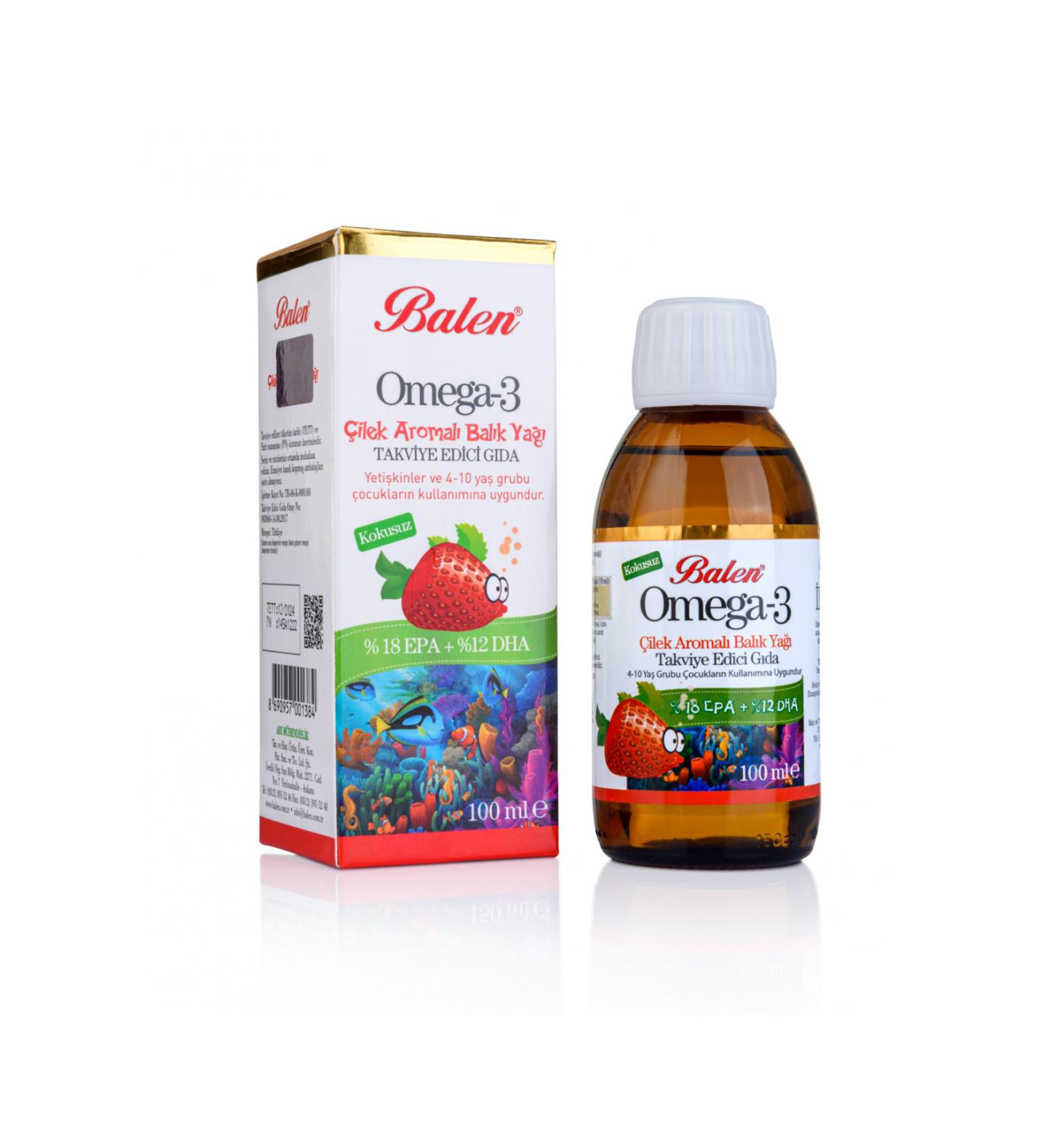 Balen Omega-3 Strawberry Flavored * 100 ML | Heart AND Brain Health Support Supplement 576036