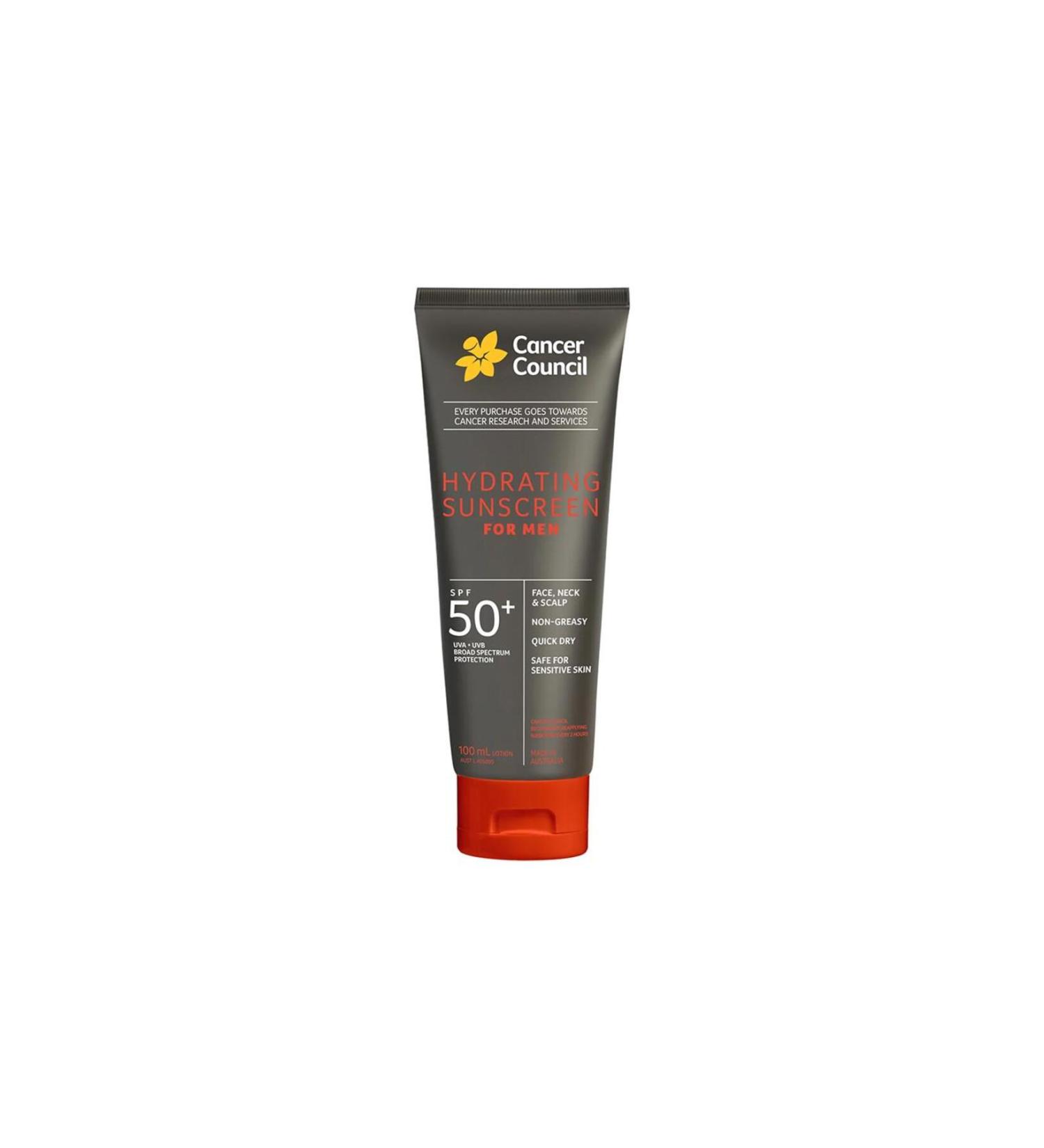 Cancer Council SPF50+ Hydrating Sunscreen for Men Sun Cream for Men 100ML