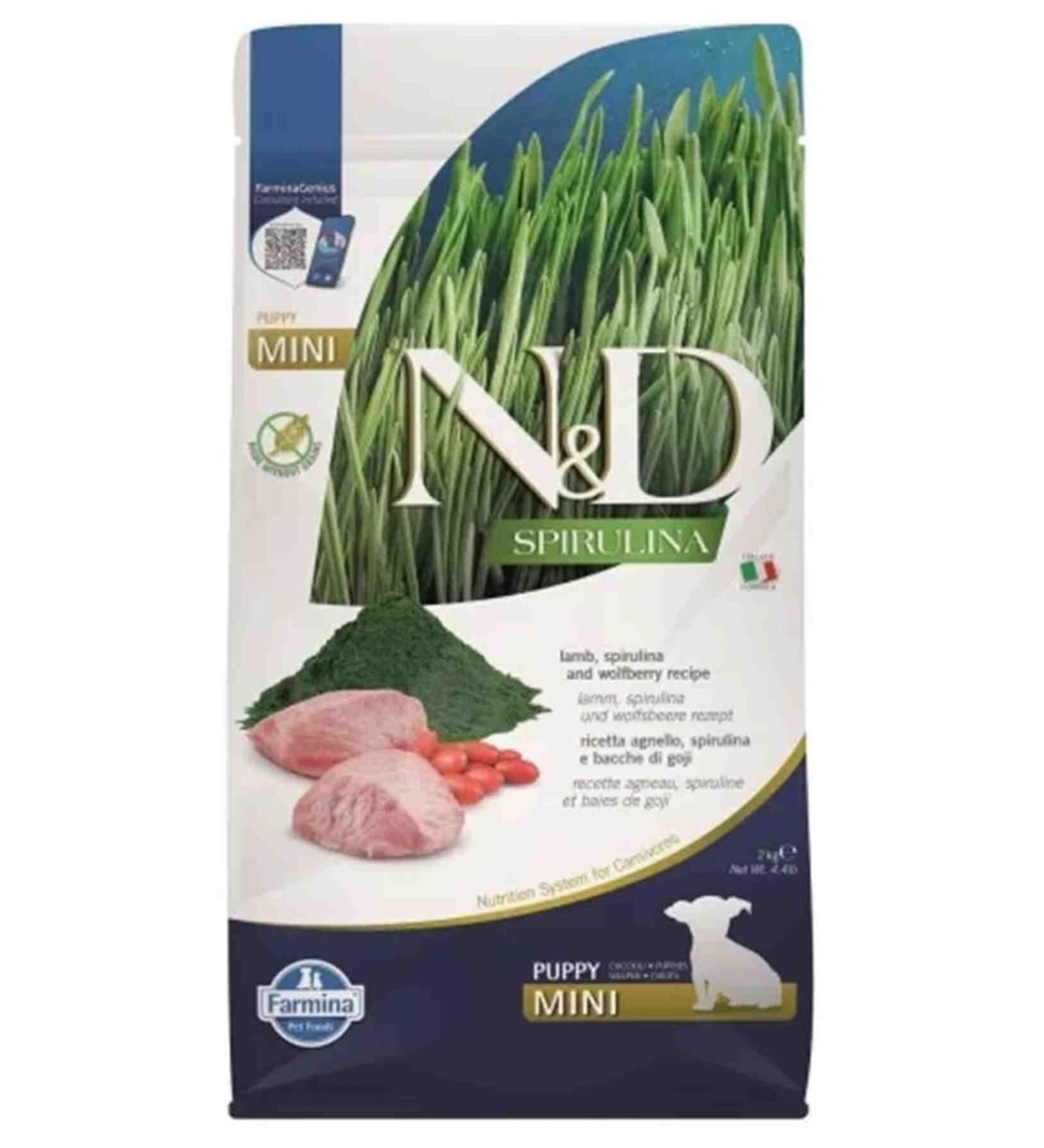 N & D Spirulina Lamb Small Breed Grain Free Puppy Food 2kg