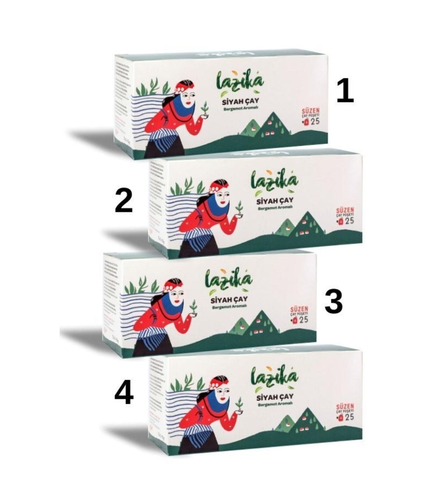 LAZIKA (SET OF 4) Black Tea in Cups and Bags with Bergamot 25 pieces - Buy Online on GoSupps.com