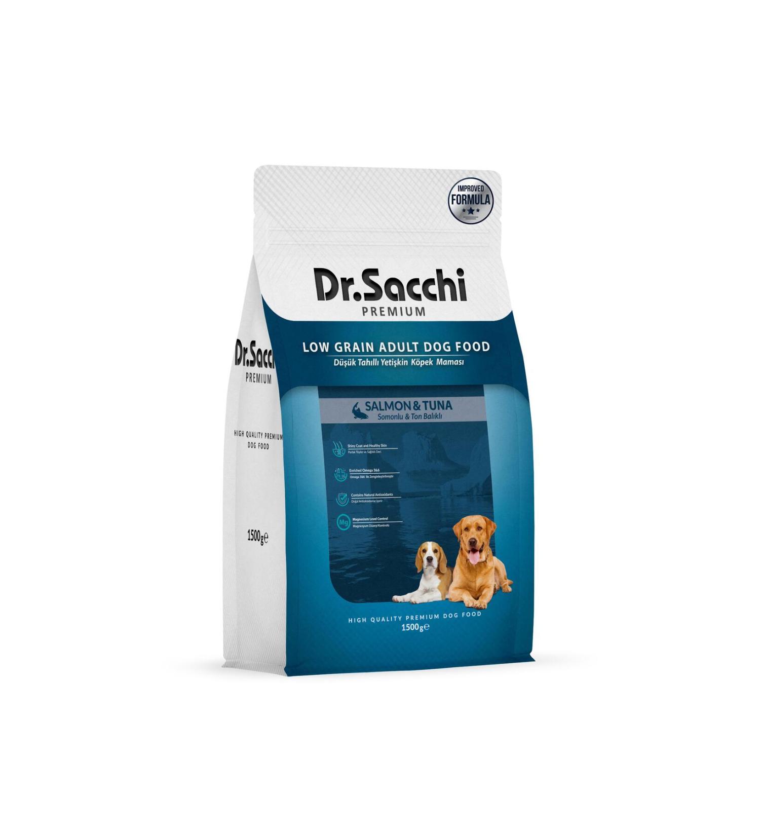 Dr. Sacchi Dr.sacchi Premium Low Grain Salmon and Tuna Adult Dog Food 1.5 Kg