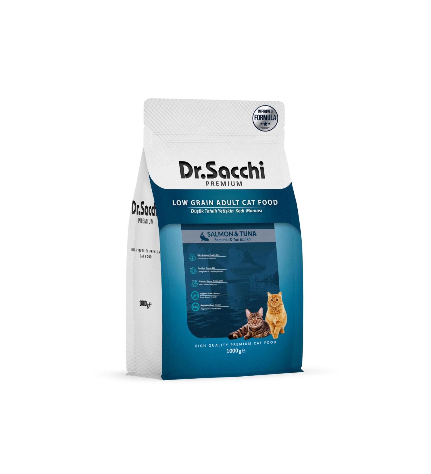 Dr. Sacchi Dr. Sacchi Premium Low Grain Salmon and Tuna Adult Cat Food 1 Kg