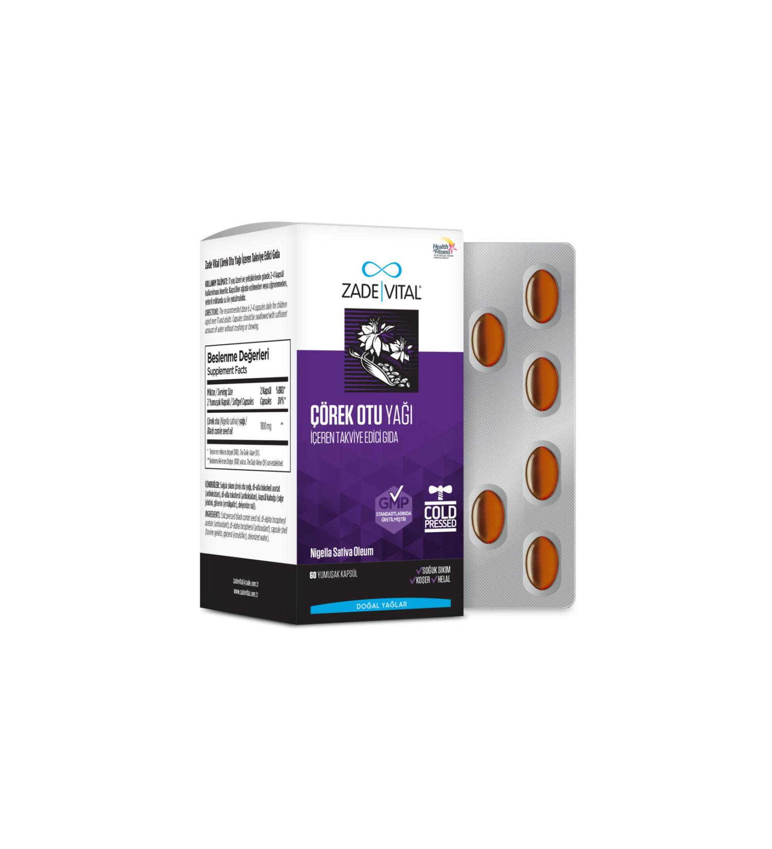 Zade Vital Blister 60 Capsules Zadevital Black Cumin Oil