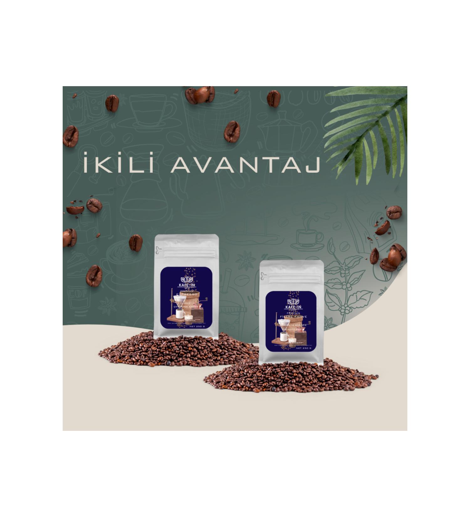 Natural KAFE-IN & COFFEE 2 PIECE ADVANTAGE PACKAGE 250 GR ESPRESSO 250 GR FILTER COFFEE (GROUND)
