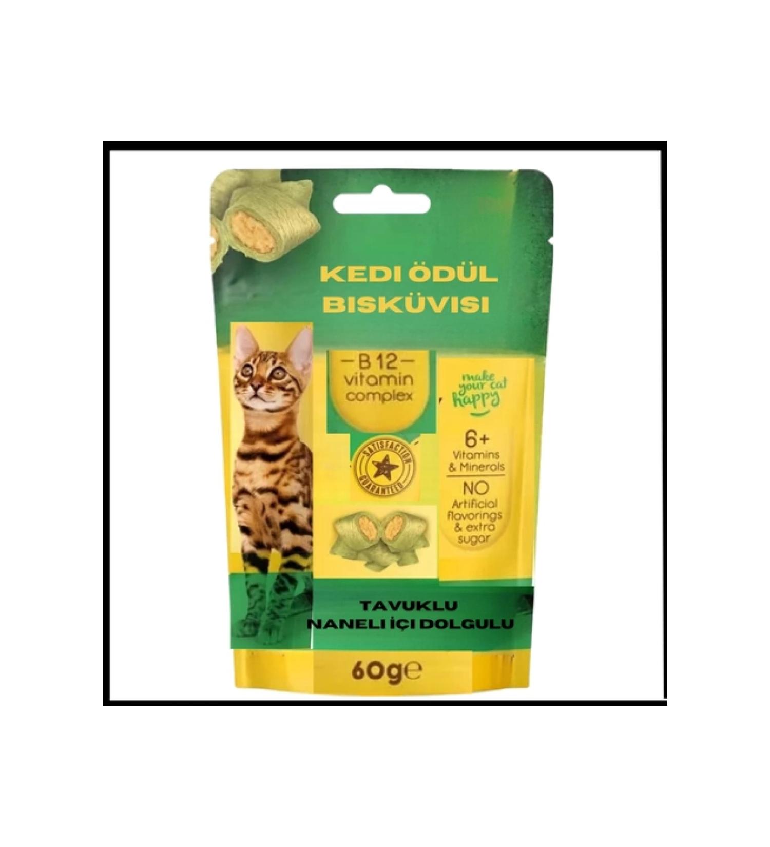 Uygunayakala Uyguna-Yakala 60 Gr Chicken Cat Reward Biscuit with Mint Filling-AMA.052