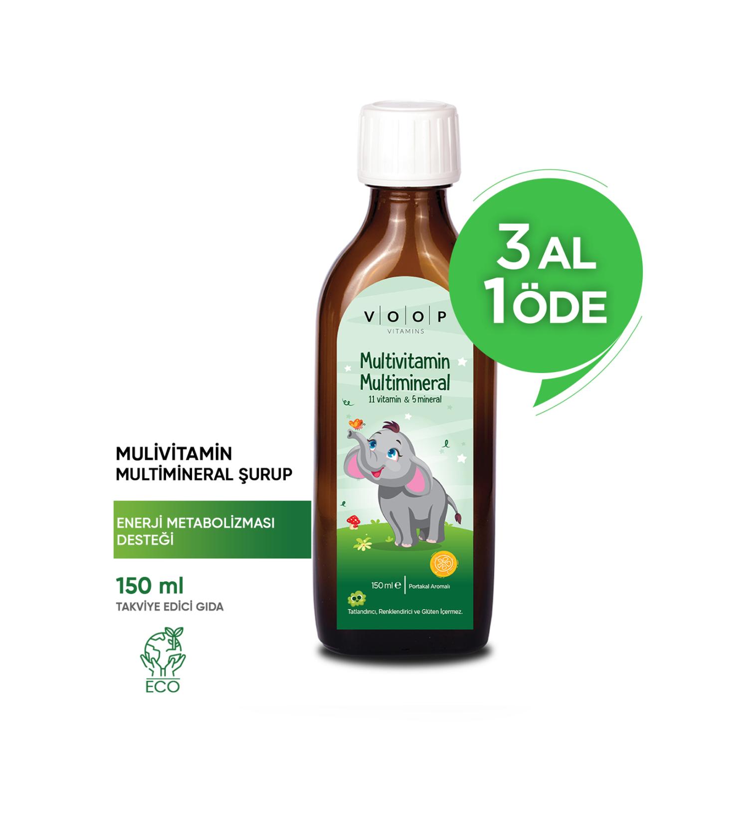 VOOP Multivitamin Multimineral Orange Flavored Syrup 150 ml | 11 Vitamins & 5 Minerals - Buy Online on GoSupps.com