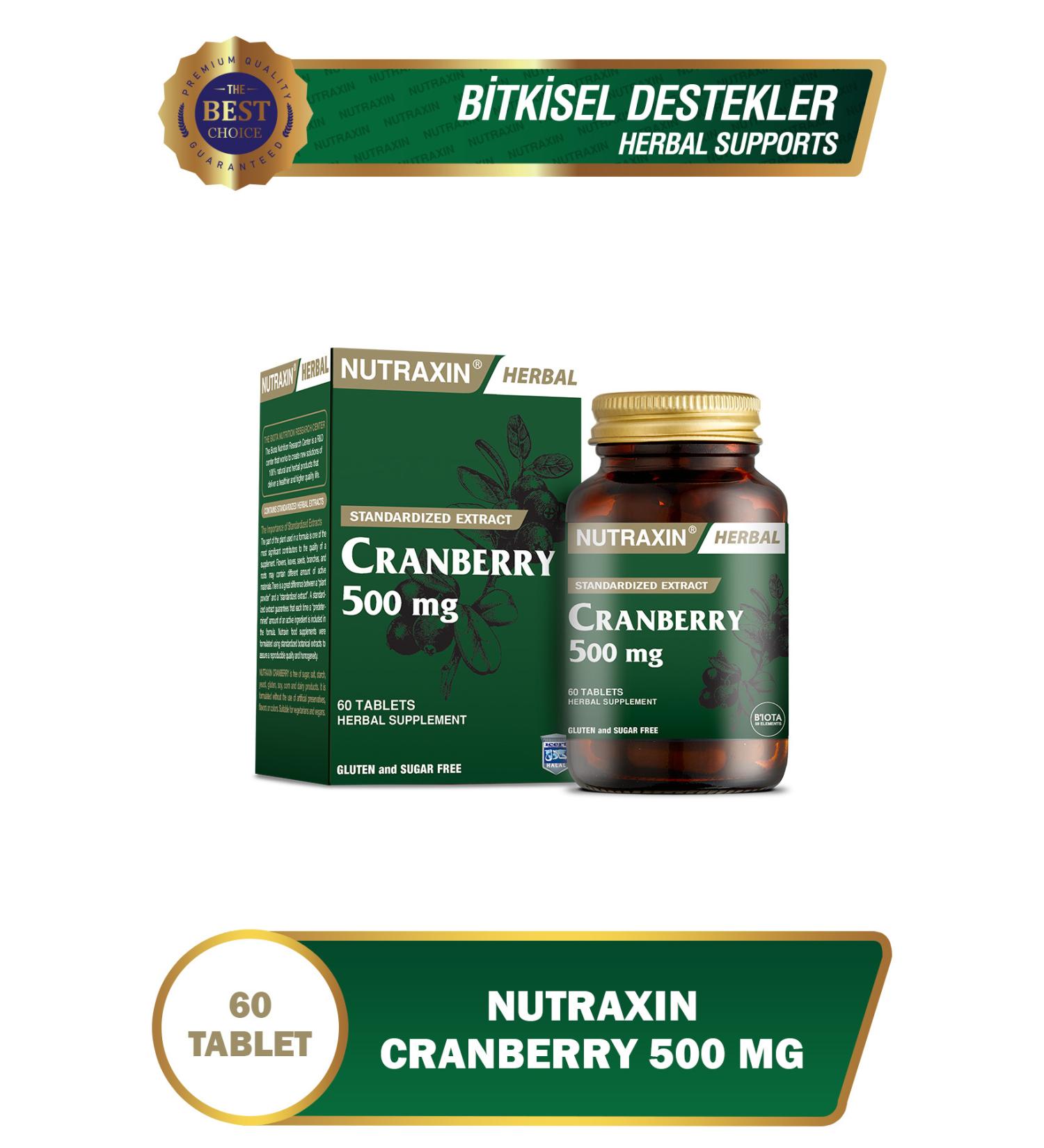 Nutraxin Cranberry 500 Mg 60 Tablets