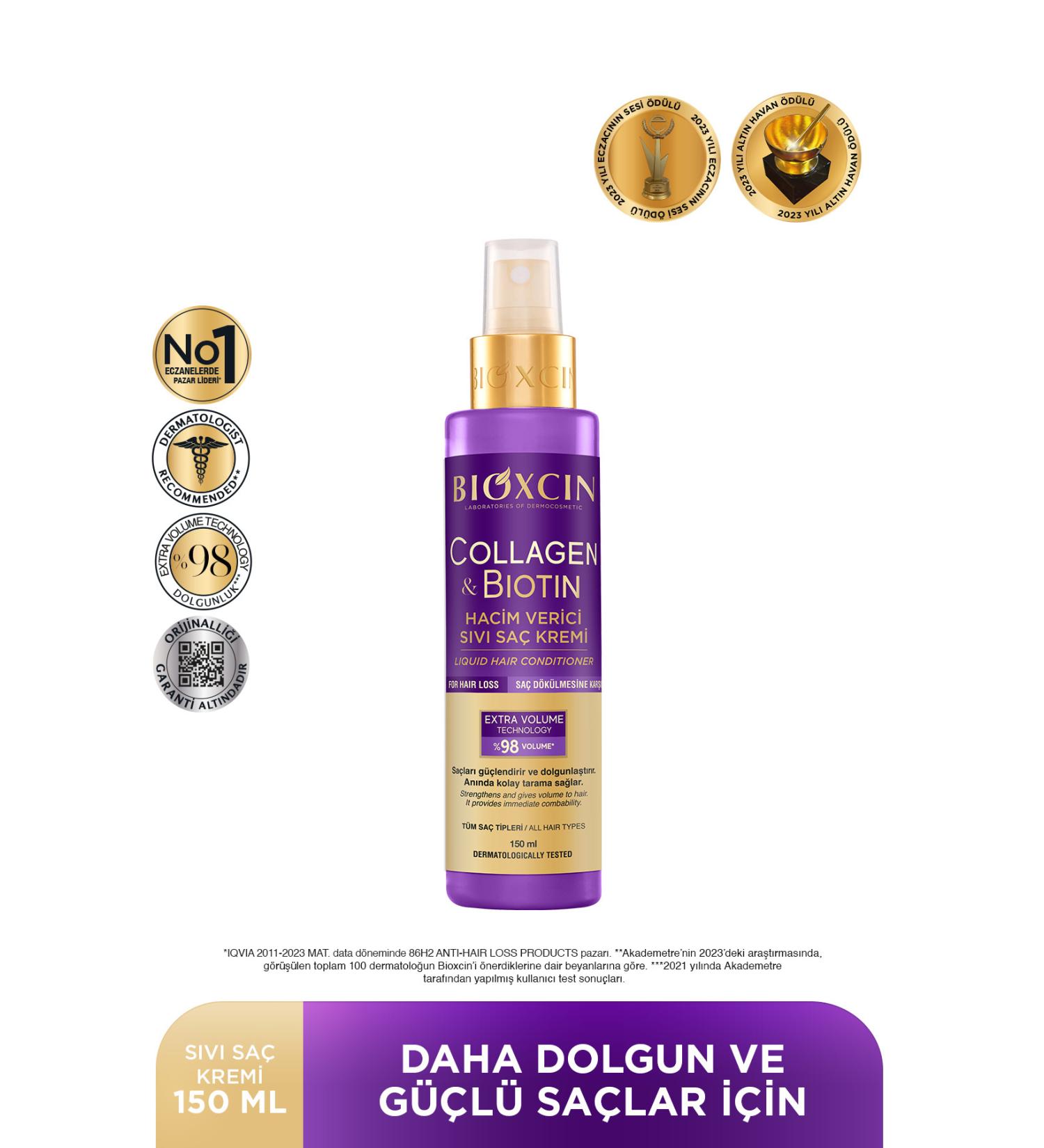 Bioxcin Collagen & Biotin Extra Volume Liquid Conditioner 150 ml - Collagen Biotin Fine and Sparse Hair - Buy Online on GoSupps.com