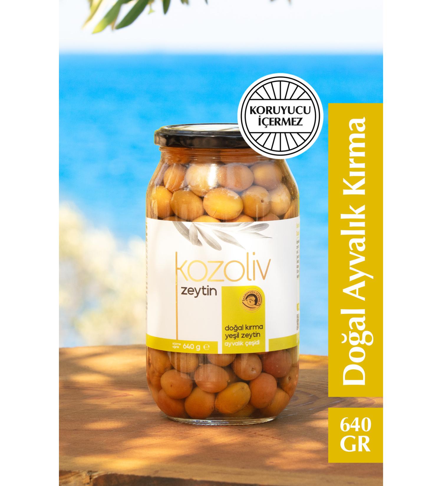 kozoliv Natural Ayval k Variety Cracked Green Olives 640 gr Glass Jar - Buy Online on GoSupps.com