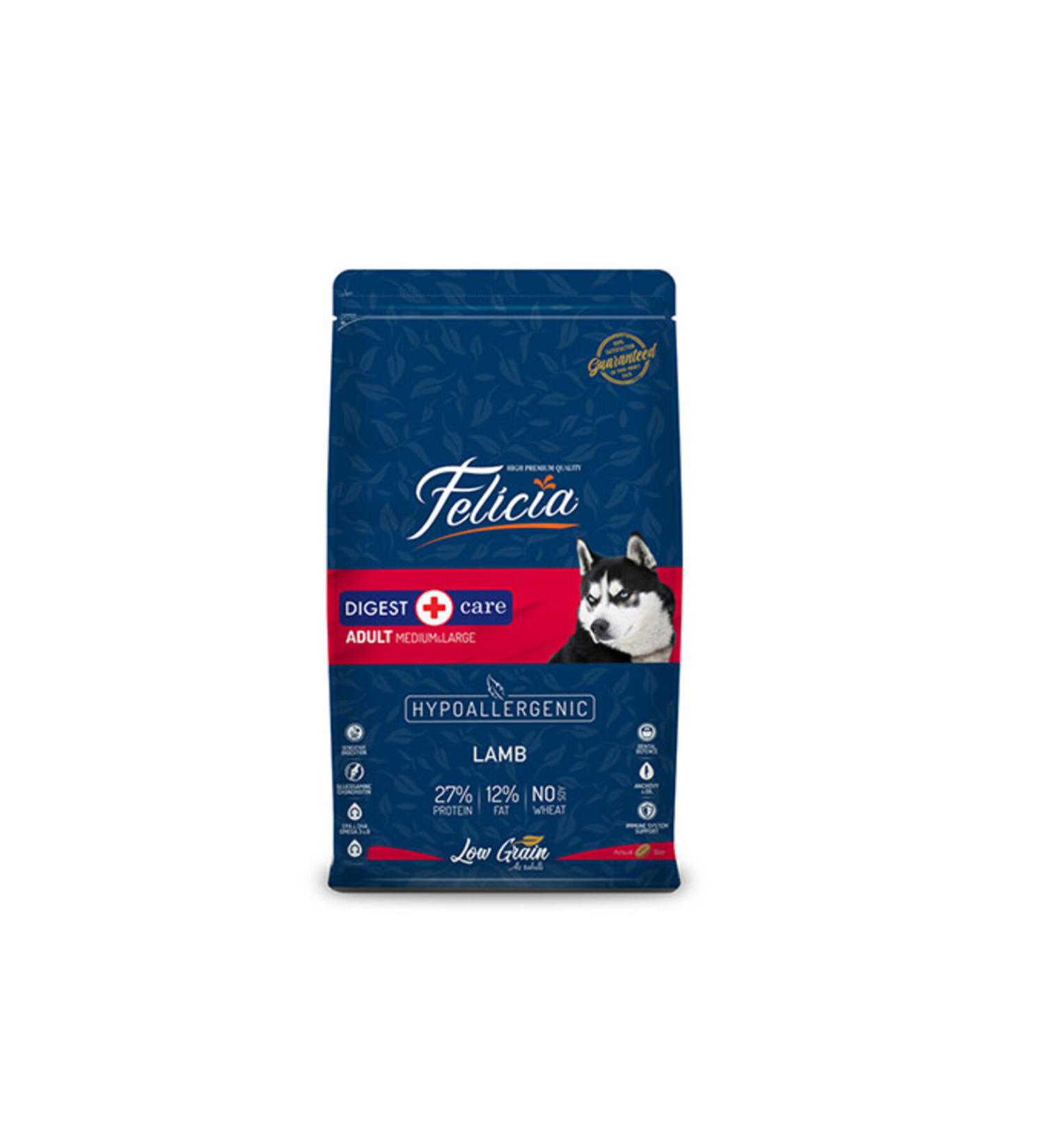 Felicia Hypoallergenic Medium Large Lamb Low Grain Adult Dog Food 3 Kg
