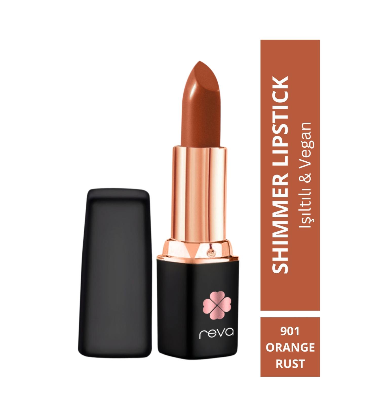 REVA Shimmer Lipstick Orange Rust - Shimmer Lipstick - No: 901 - Vegan & Clean Content - Buy Online on GoSupps.com