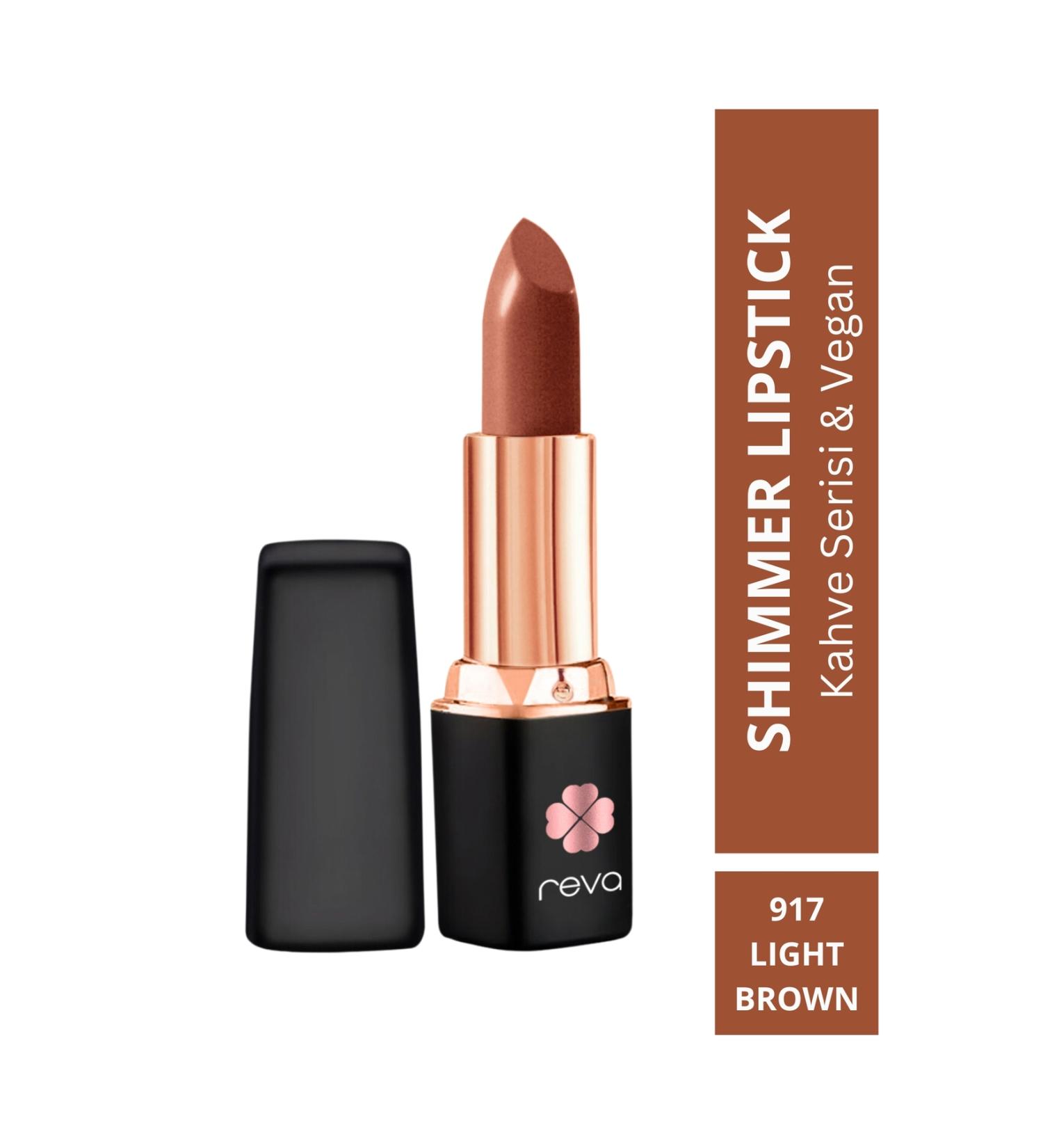 REVA Shimmer Lipstick Light Brown-Brown Series-Sparkling Lipstick Coffee Series No:917 4 gr