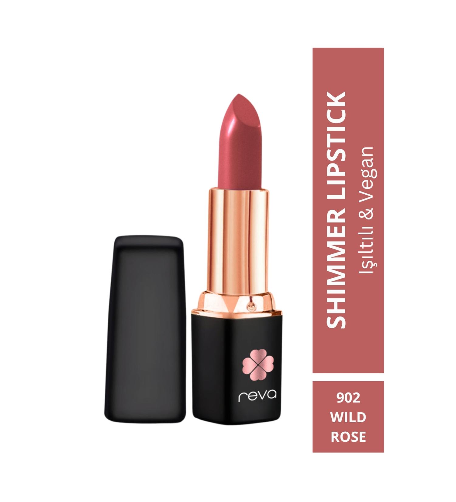 REVA Shimmer Lipstick Wild Rose - Shimmer Lipstick - 4 gr - No: 902 - Vegan & Clean Content - Buy Online on GoSupps.com