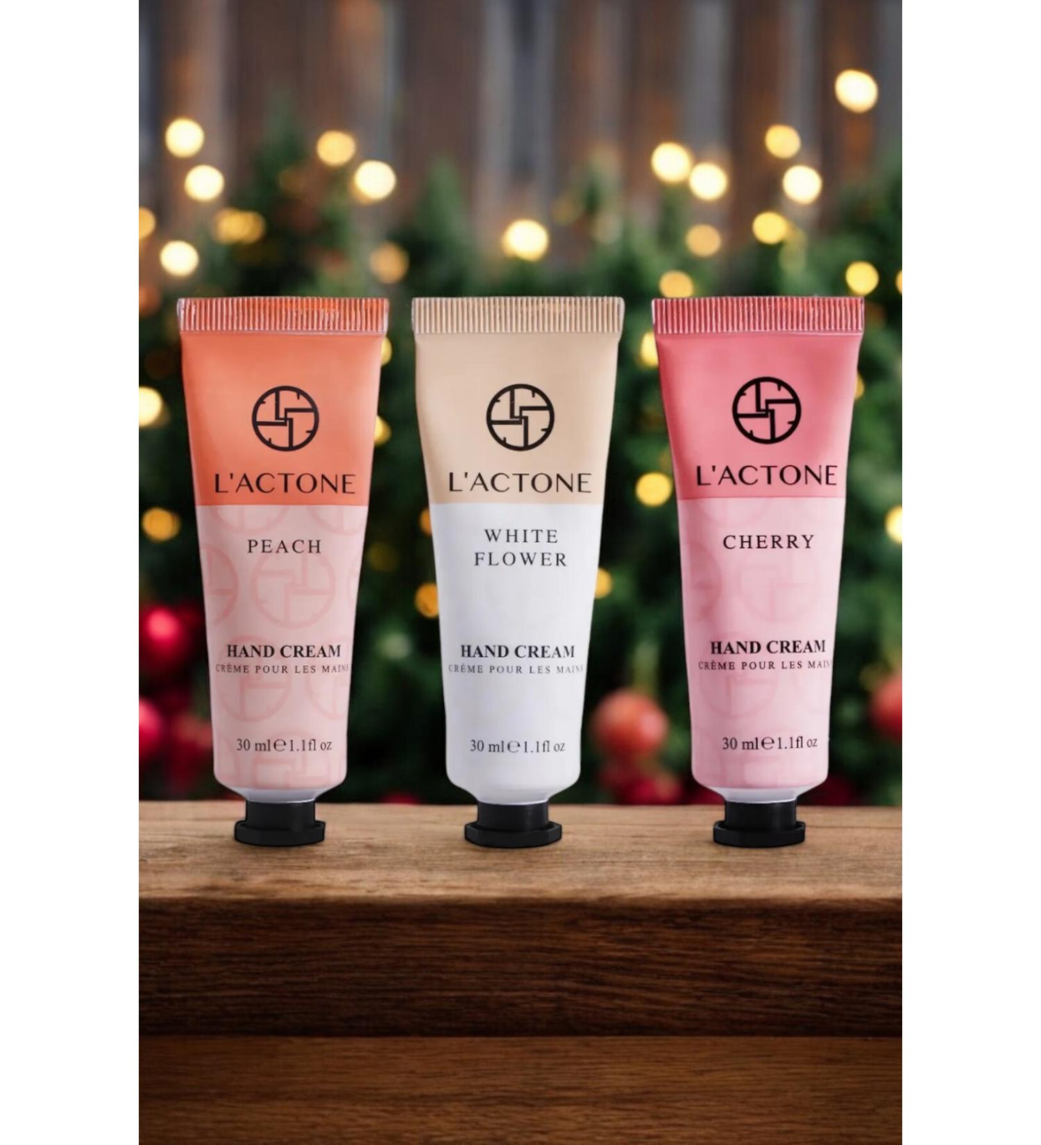 L'ACTONE Peach & White Flower & Cherry Hand Cream Set of 3 30 ml / Hand Cream - Buy Online on GoSupps.com