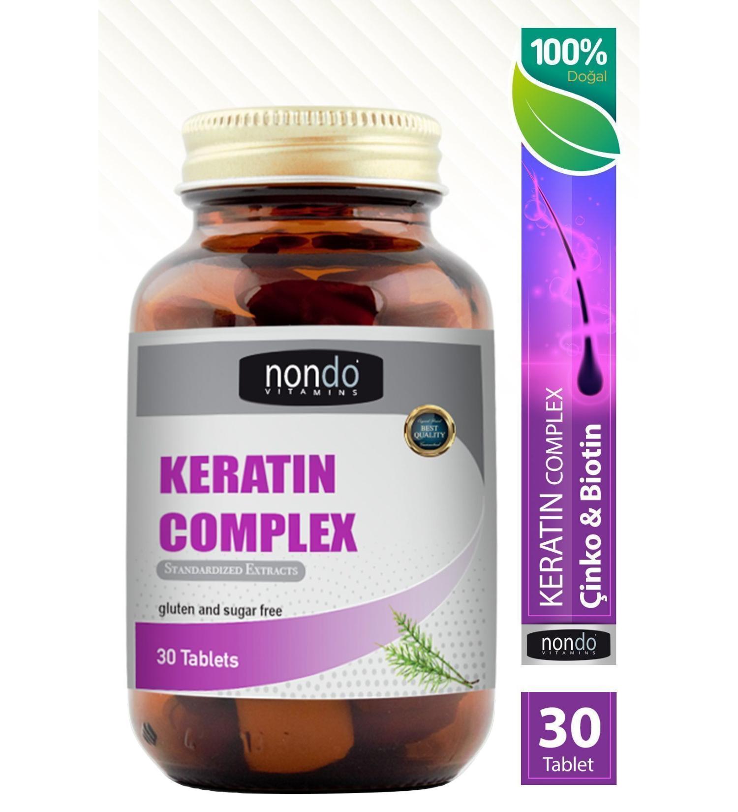 Nondo Keratin Complex 30 Tablets (Hydrolyze Keratin Biotin Horsetail Nettle Coenzyme Q10) - Buy Online on GoSupps.com