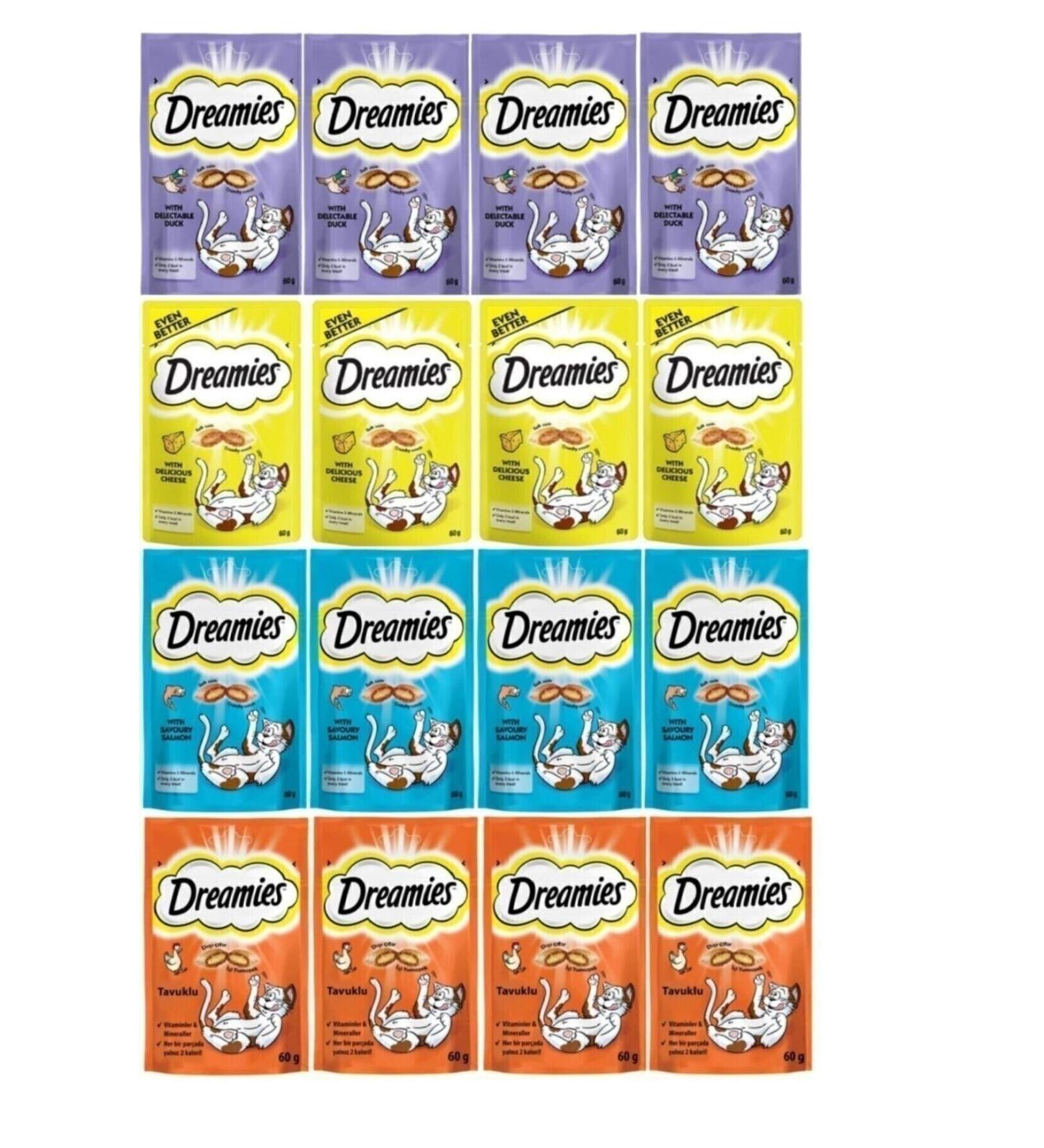 Dreamies Cheese-salmon-duck-chicken Cat Award 60 gr * 16 Pieces