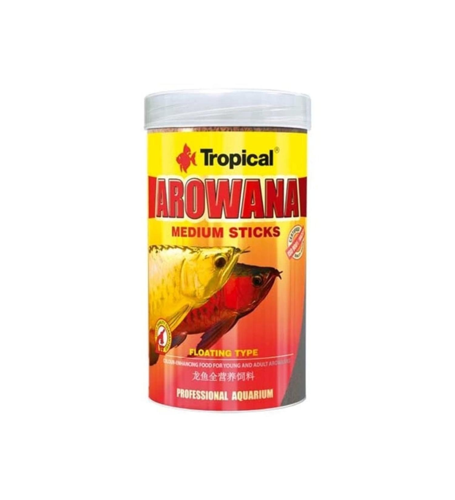 Tropical Arowana Sticks Coloring Fish Food for Young Arowanas Medium 250 ml 90 gr
