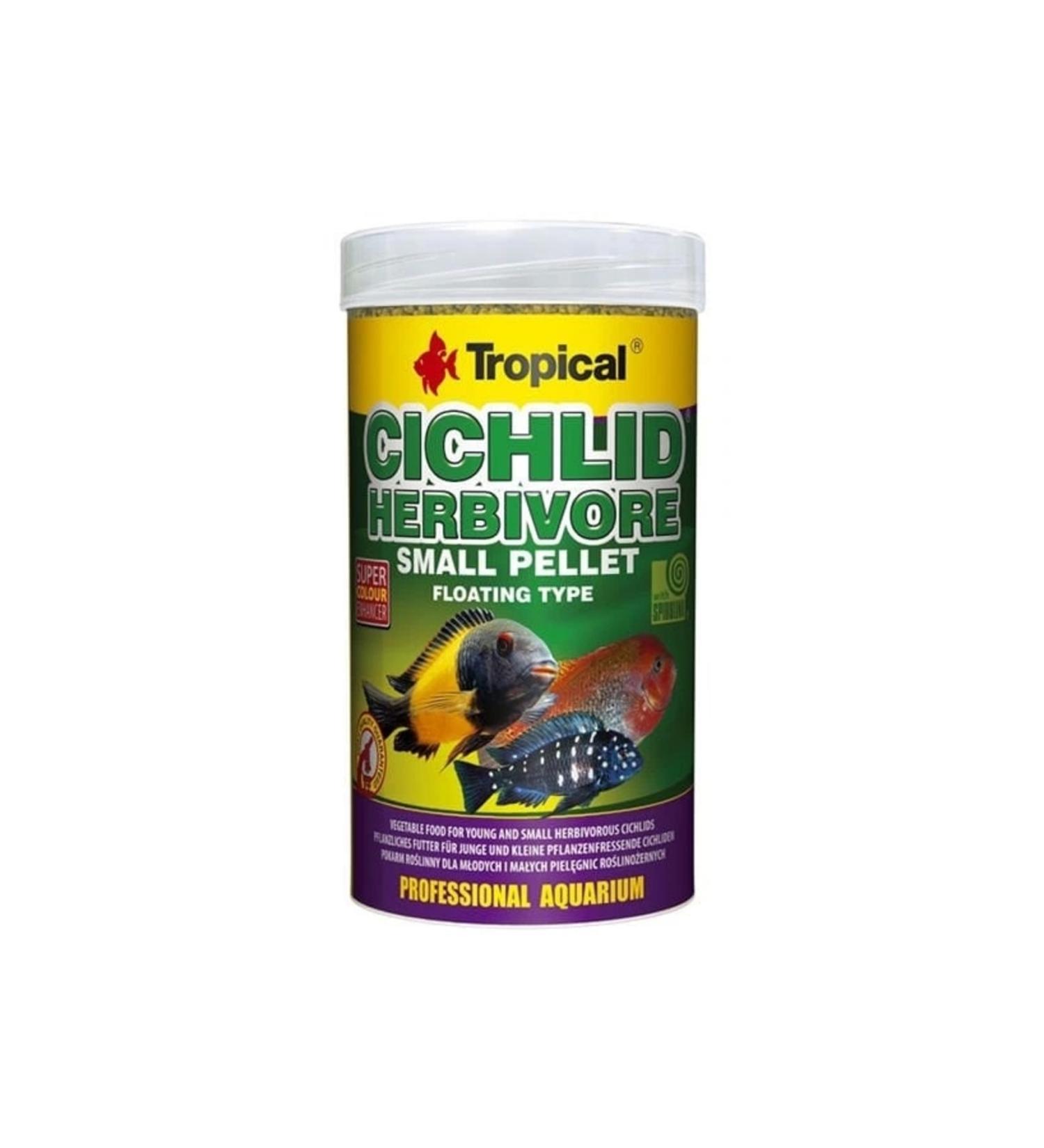 Tropical Cichlid Herbivore Pellet Fish Food for Herbivorous Cichlids Small 1000 ml 360 gr