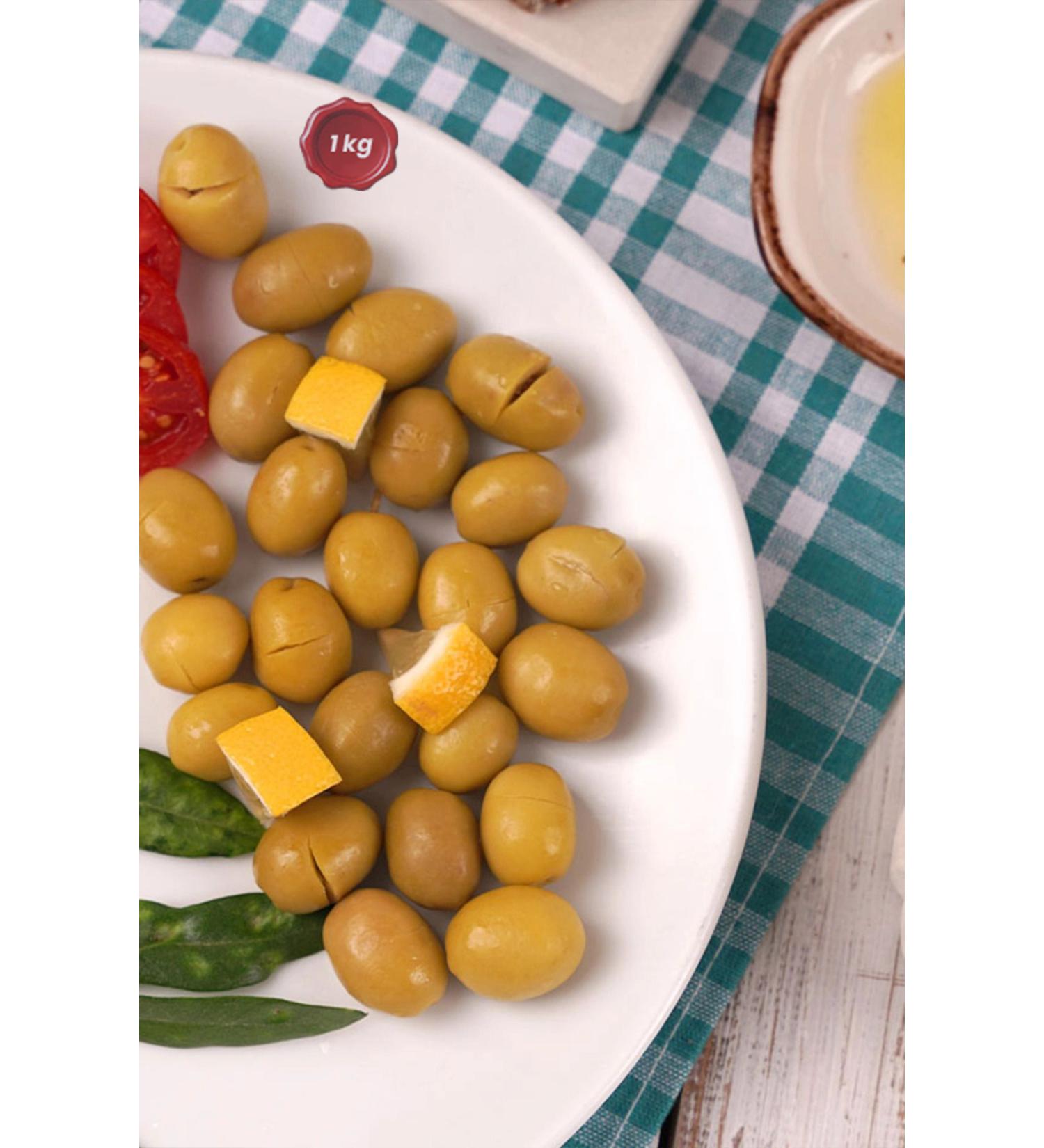 AYM S Tomato Cracked Large Green Olives 1 Kg
