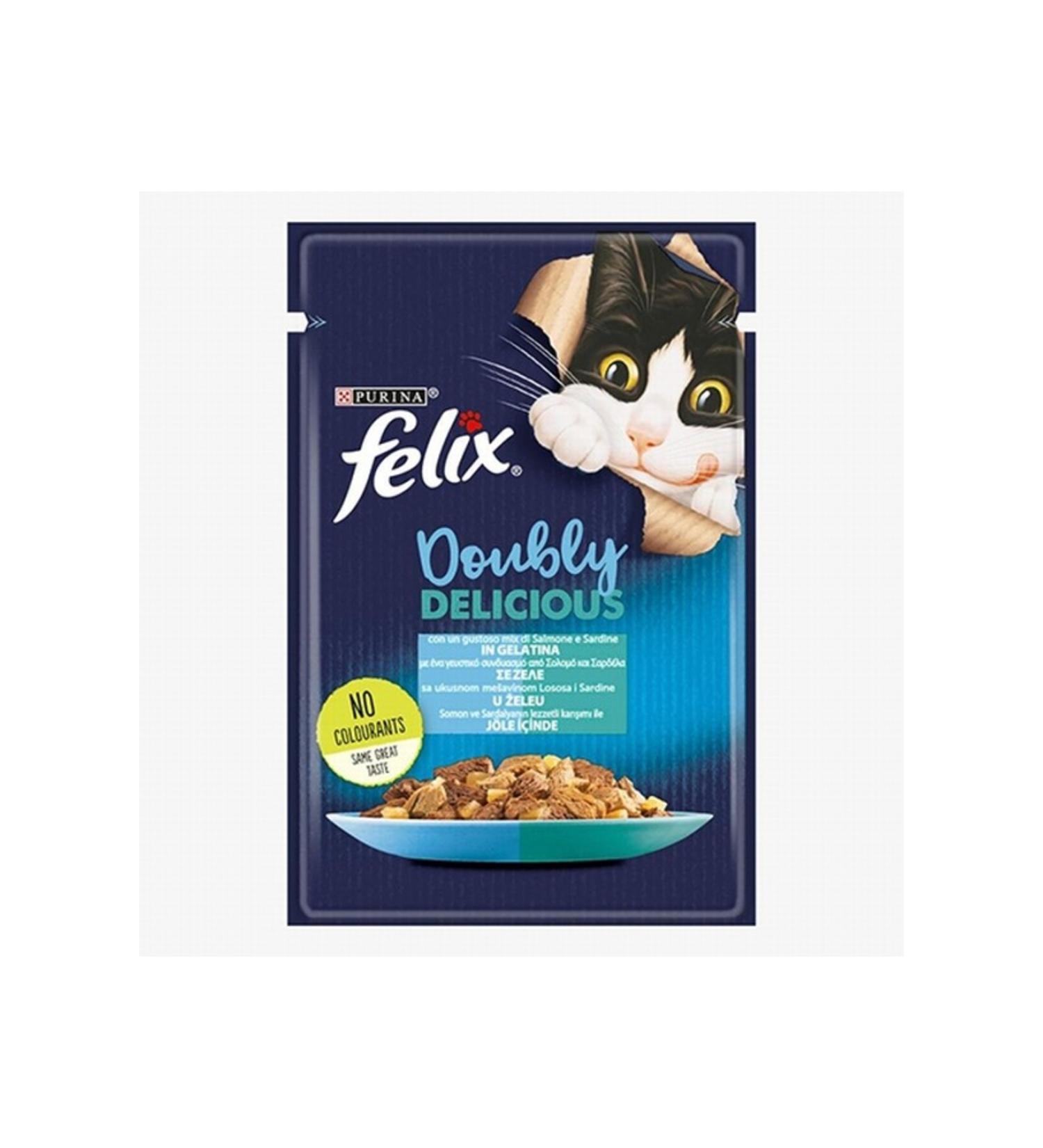 FELIX Felix Pouch Double Flavor Salmon and Sardine Adult Cat Canned Food 12 Pieces 85 gr