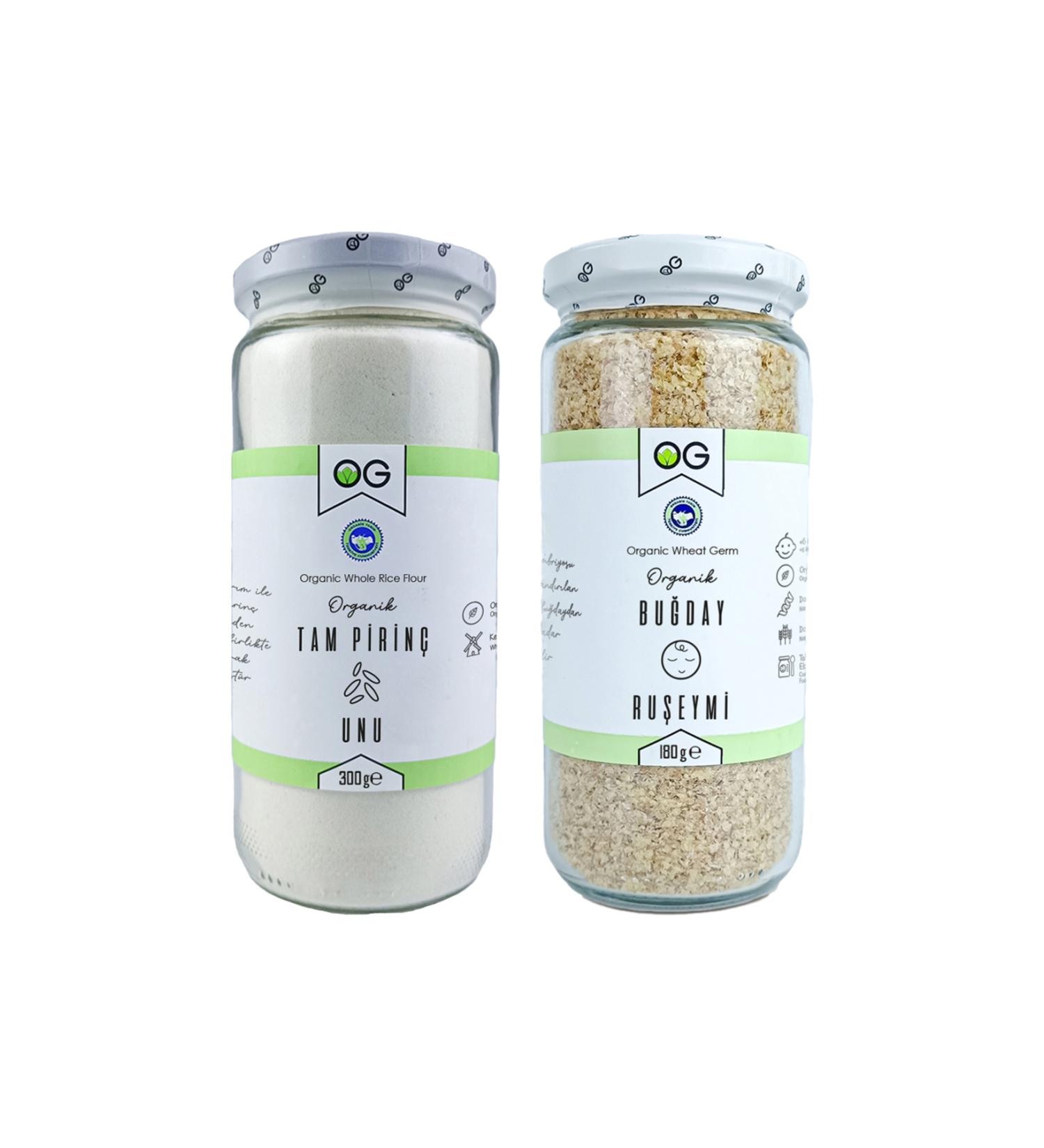 OG natural Organic Whole Rice Flour and Organic Wheat Germ Set