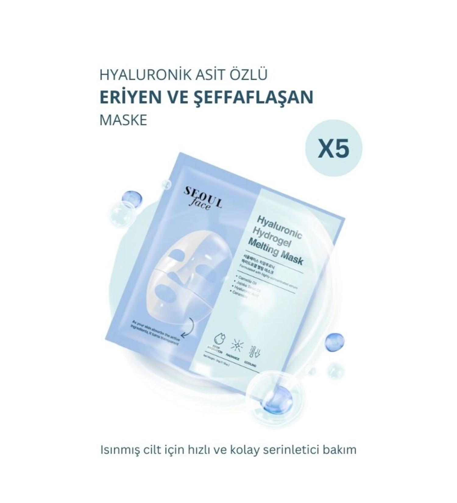 Dermal Seoulface Hyaluronic Acid Hydrogel Transparent Melting Mask 34g 5 Pieces